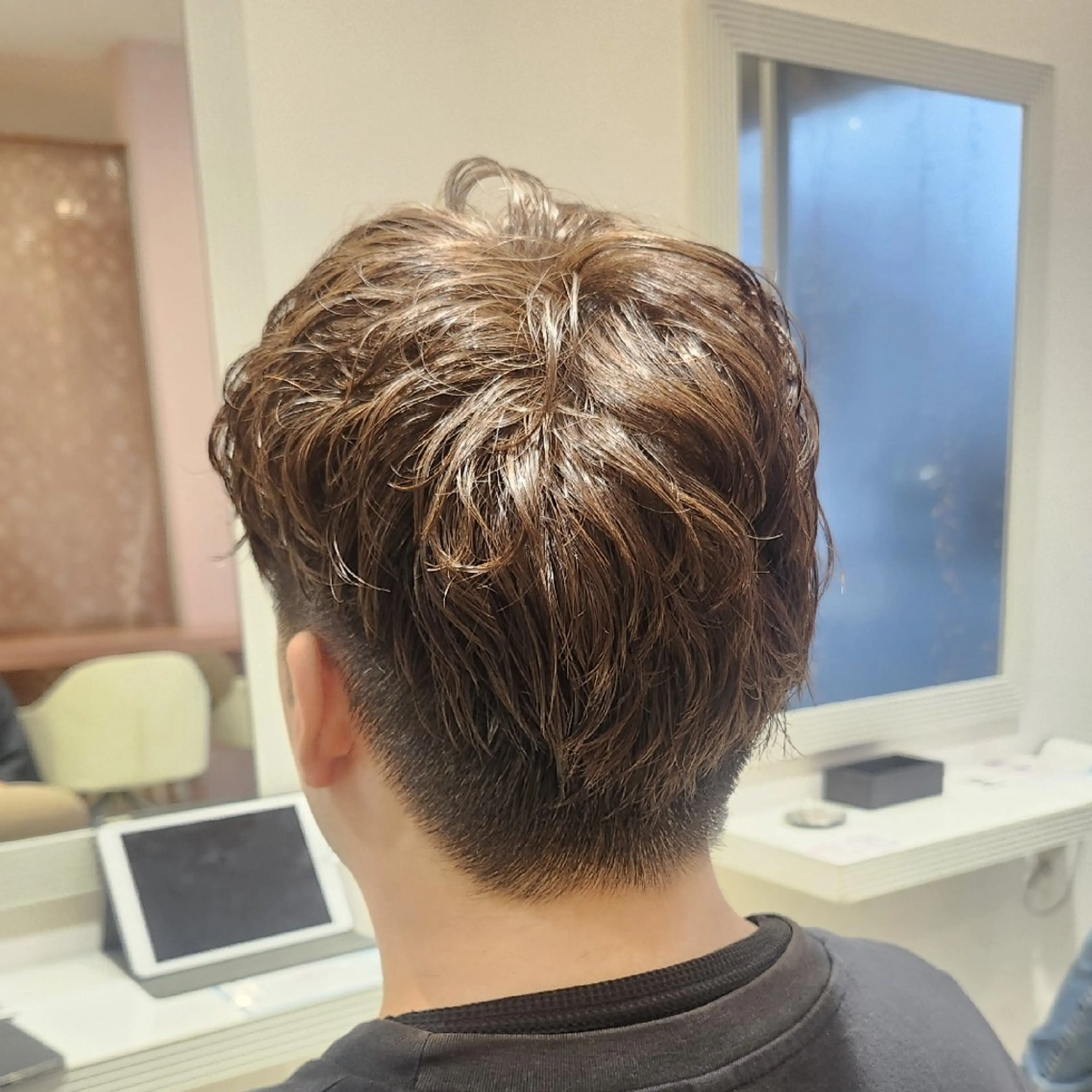 カラー パーマ メンズ ブラウンカラー カット パーマ 暖色カラー/髪質改善 /メンズ🧡莉南のヘアスタイル