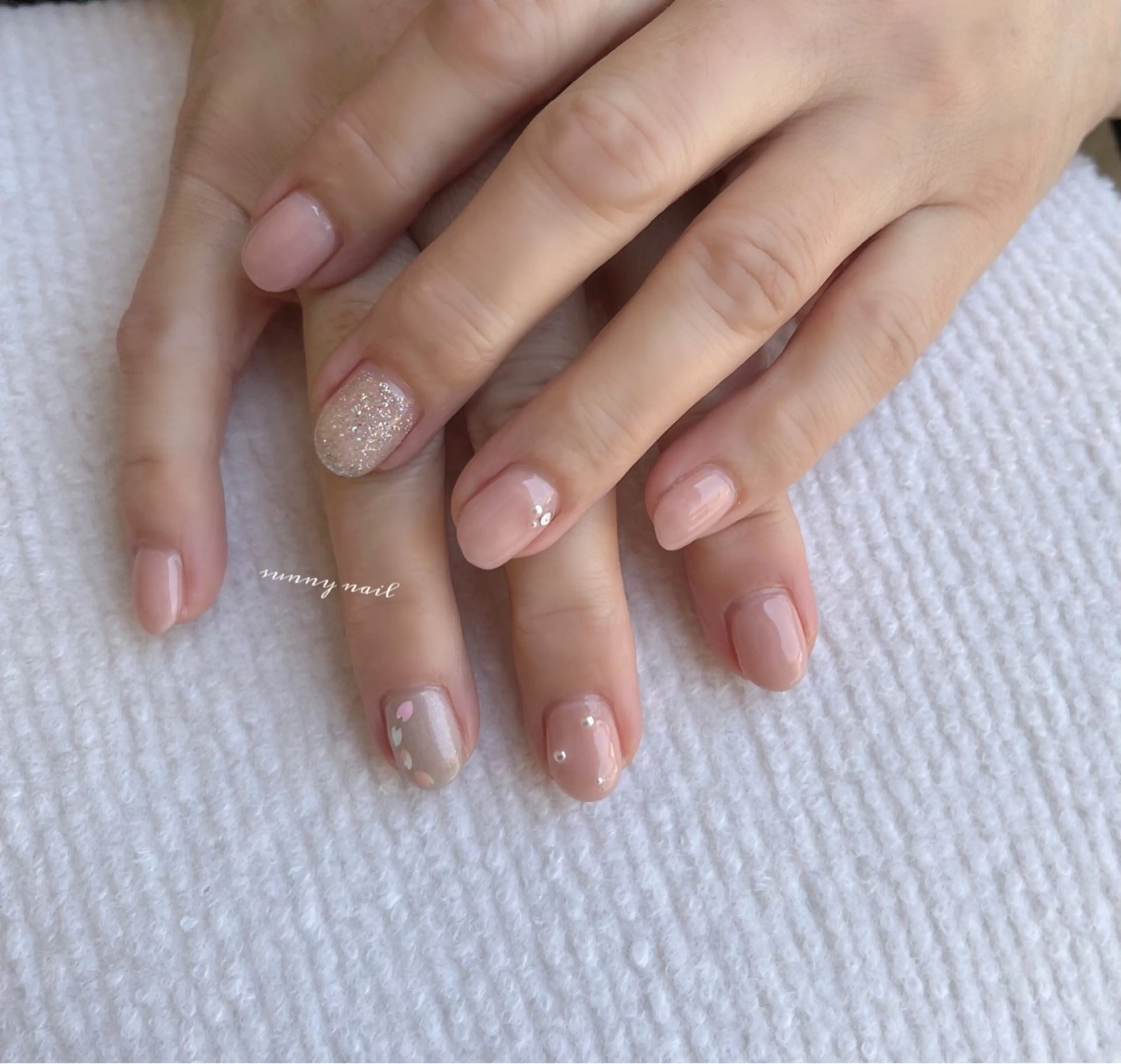 ネイル 桜ネイル ジェルネイル マグネットネイル パラジェル ピンク sunny nailのネイルデザイン