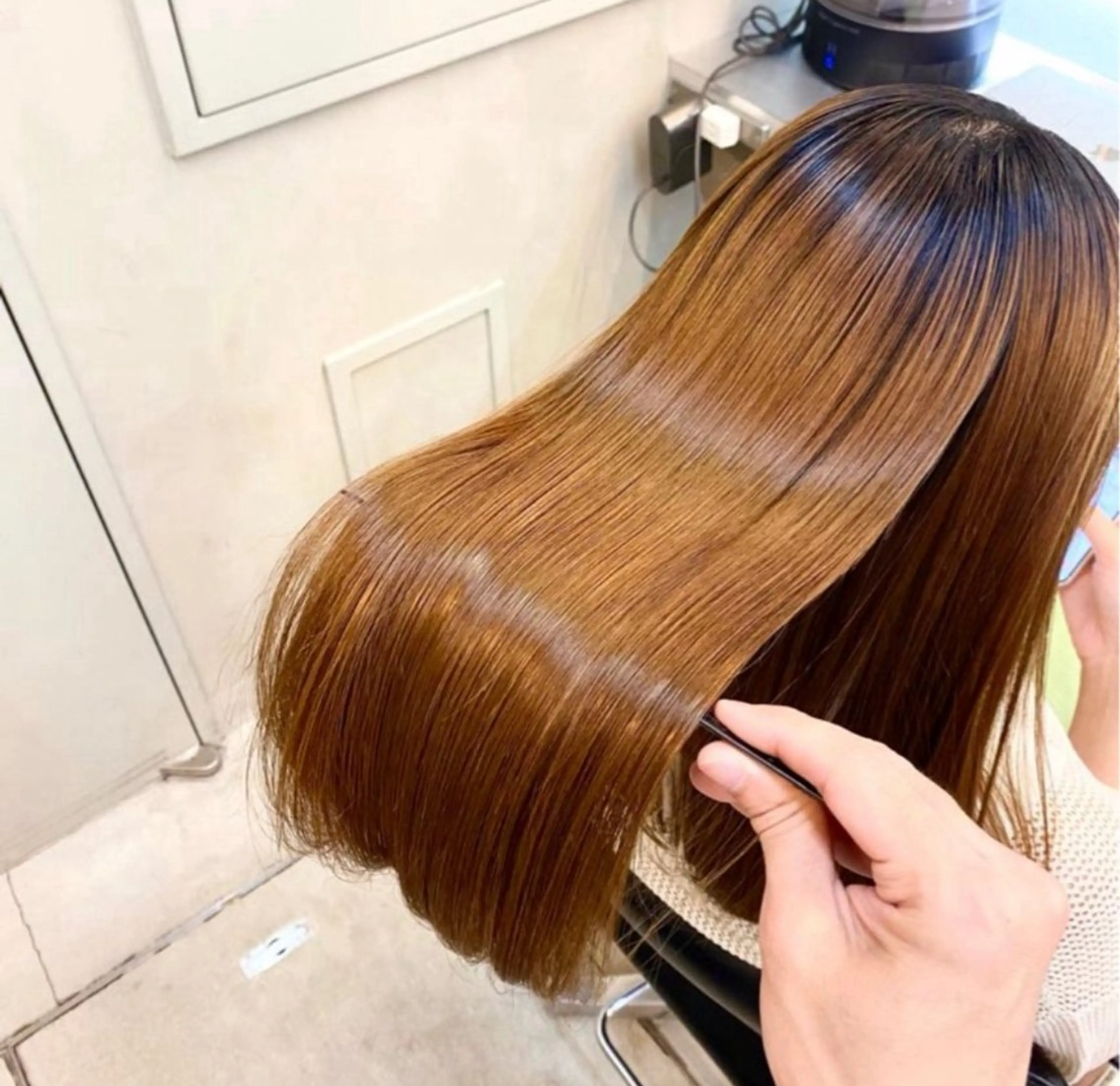 ロング パーマ 伸ばしかけ 縮毛矯正 酸性ストレート ストレートパーマ 縮毛矯正 艶髪と透明感を ‼️/若林のヘアスタイル