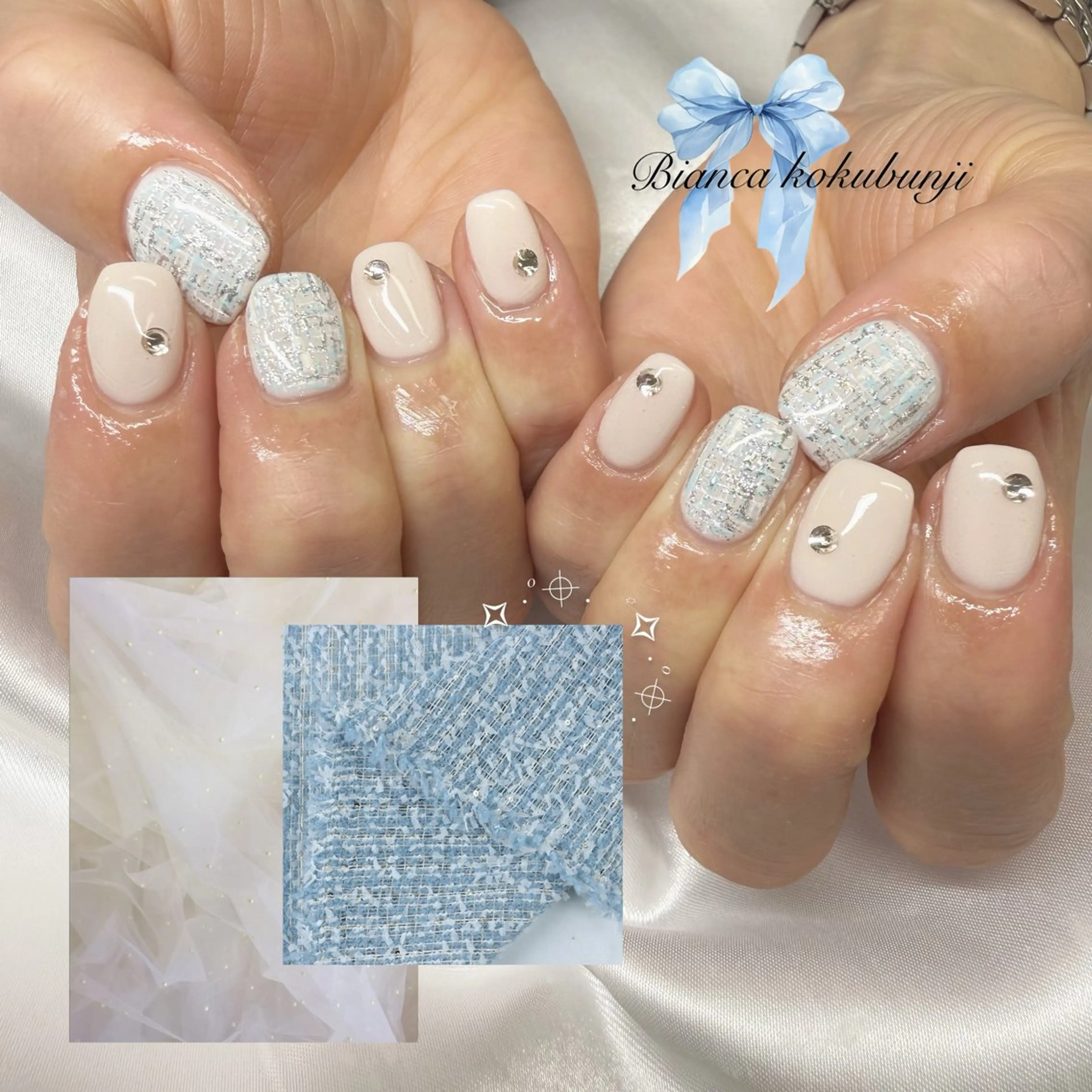 ネイル 春ネイル ツイードネイル ハンドネイル Bianca☁国分寺 🤍店長/黒木愛美のネイルデザイン