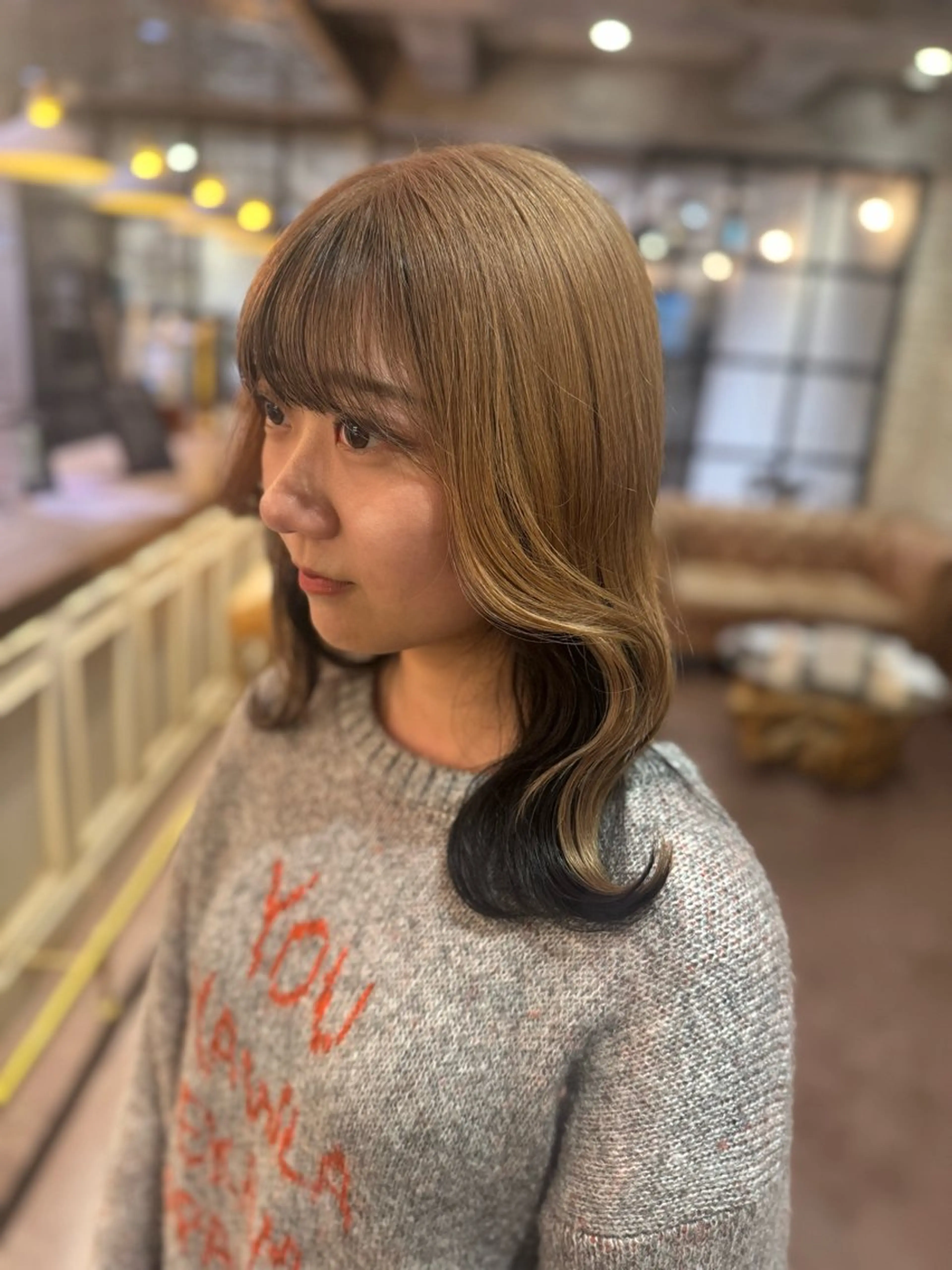 ミディアム カラー デザインカラー 野口 菜緒のヘアスタイル