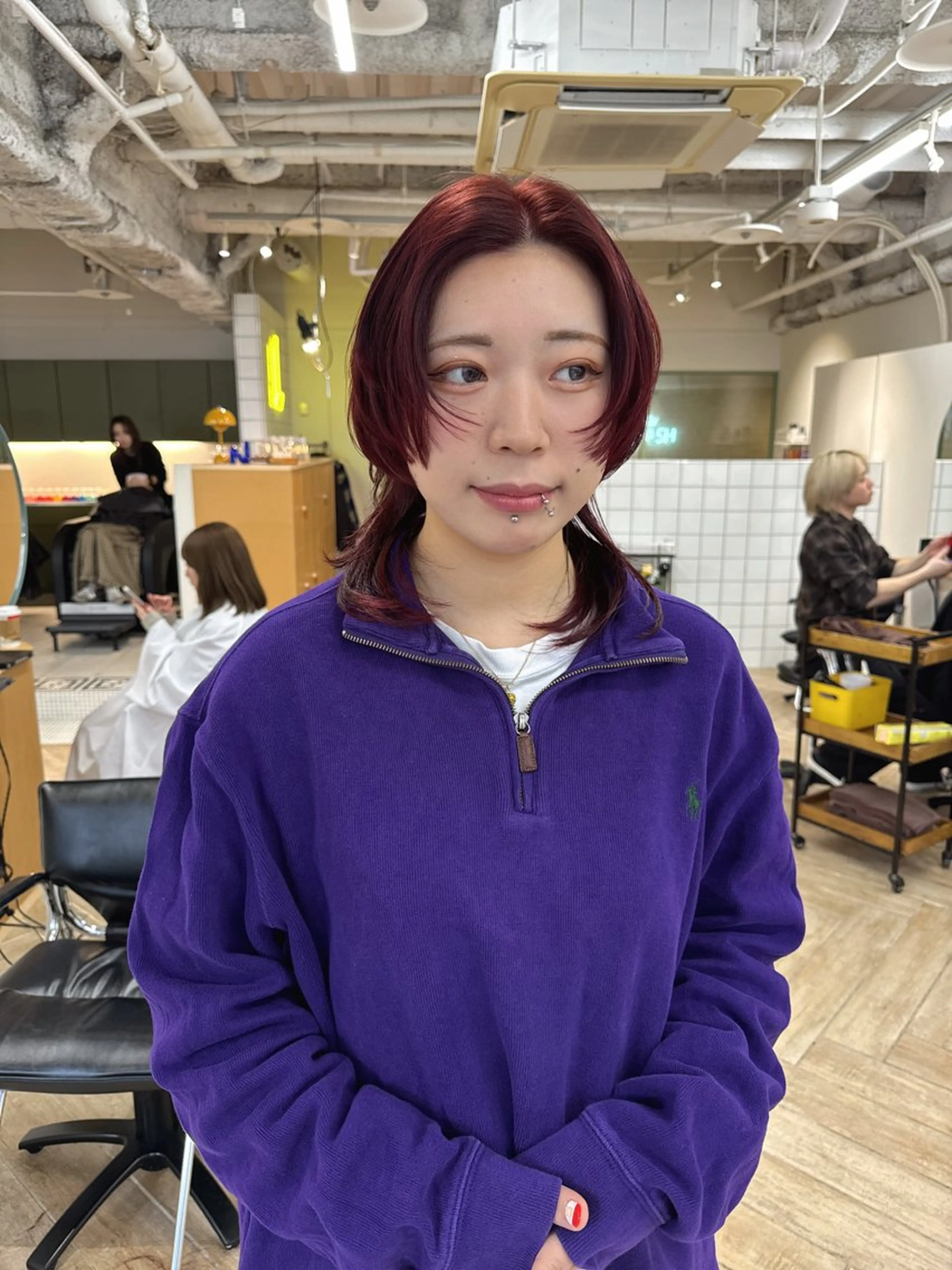 ミディアム カット ヘアカラー トリートメント ダブルカラーベージュ 新潟/万代/髙橋魁真のヘアスタイル