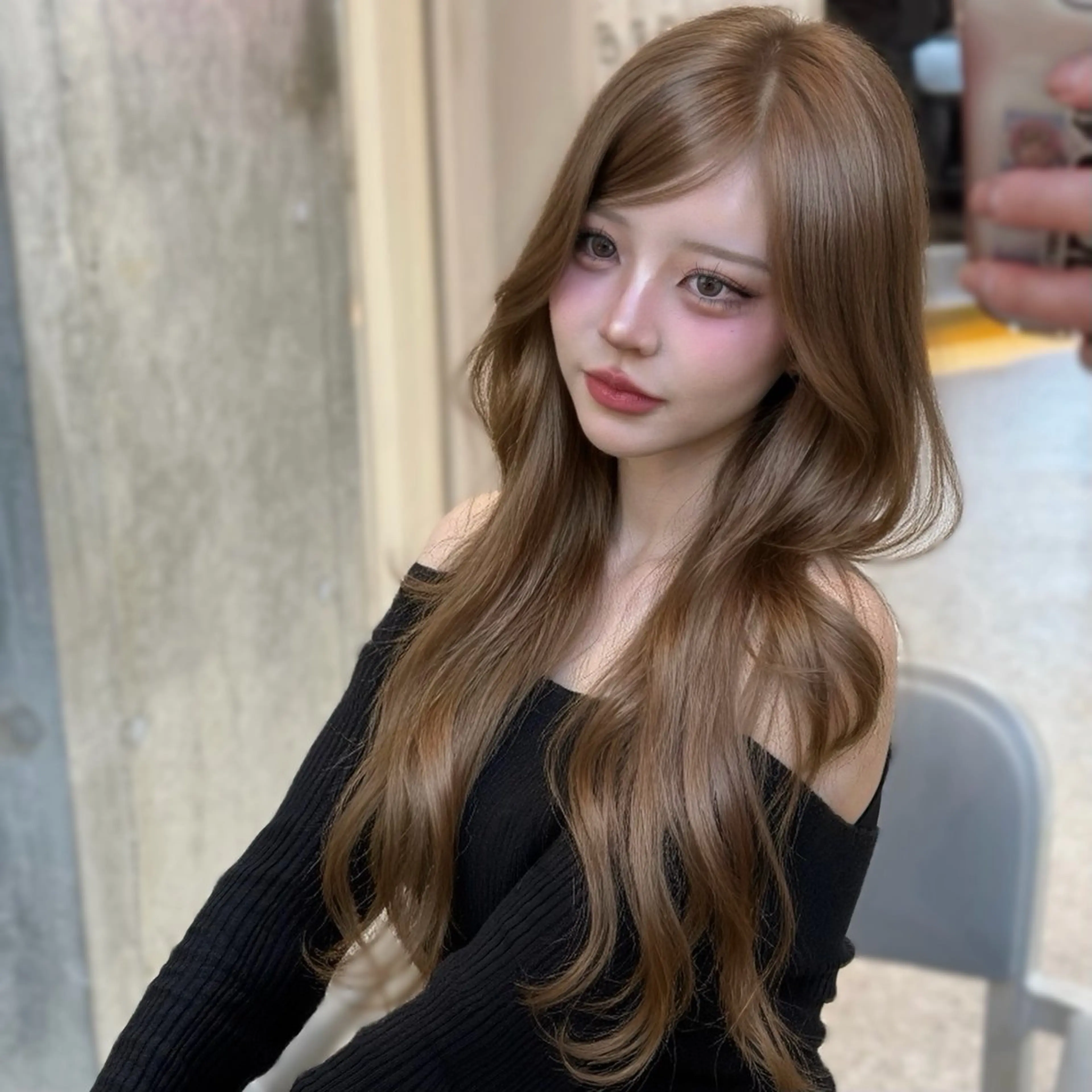 セミロング カラー ブリーチ ダブルカラー ブリーチなしカラー 韓国風ヘア レイヤーカット カット ヘアカラー トリートメント 新宿/韓国風レイヤー 髪質改善/渋谷直樹のヘアスタイル