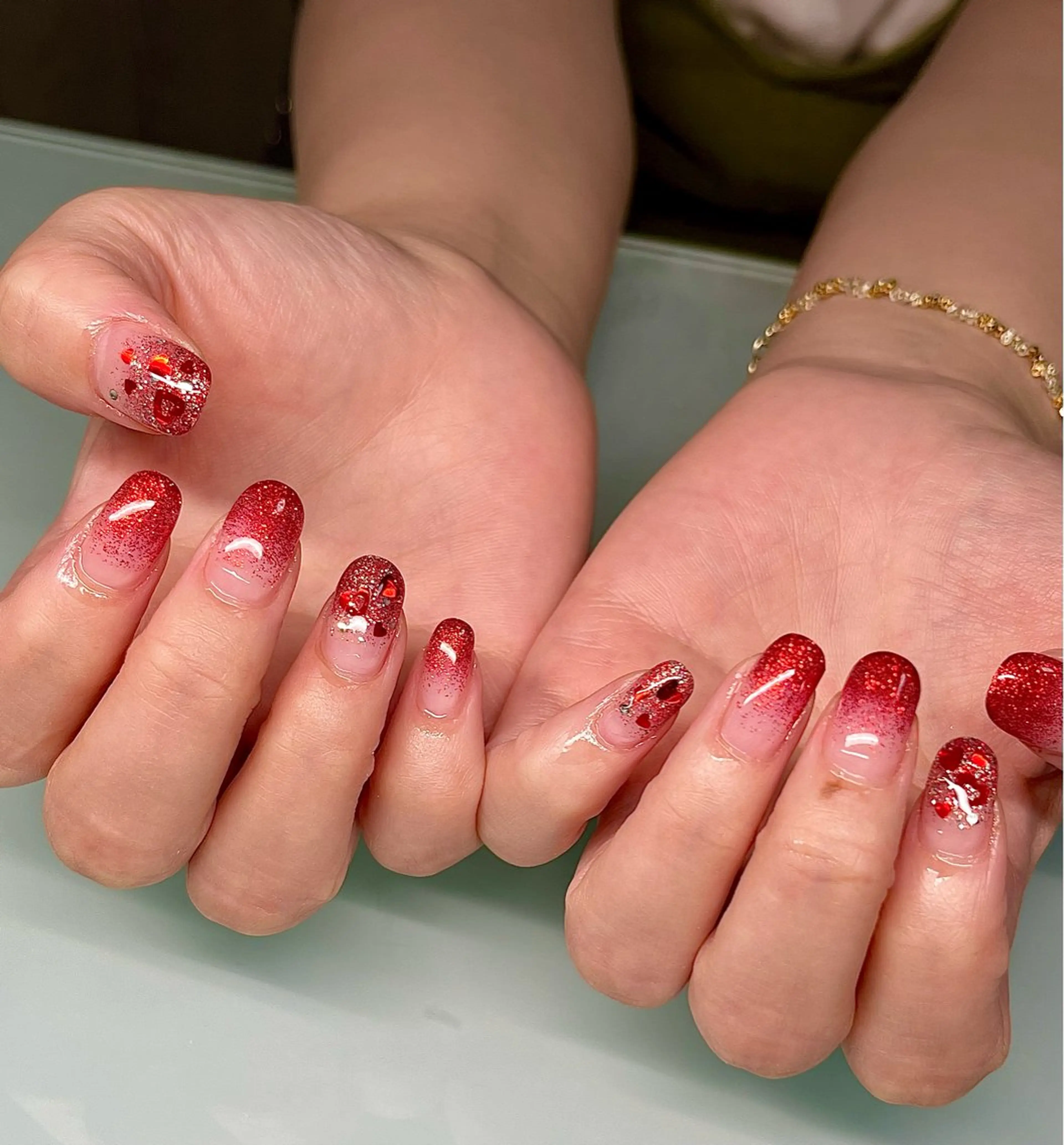 ネイル アートネイル グラデーション ラメ(グリッター) ラメグラデーション ハンドネイル NailByua 武蔵新城徒歩4分のネイルデザイン