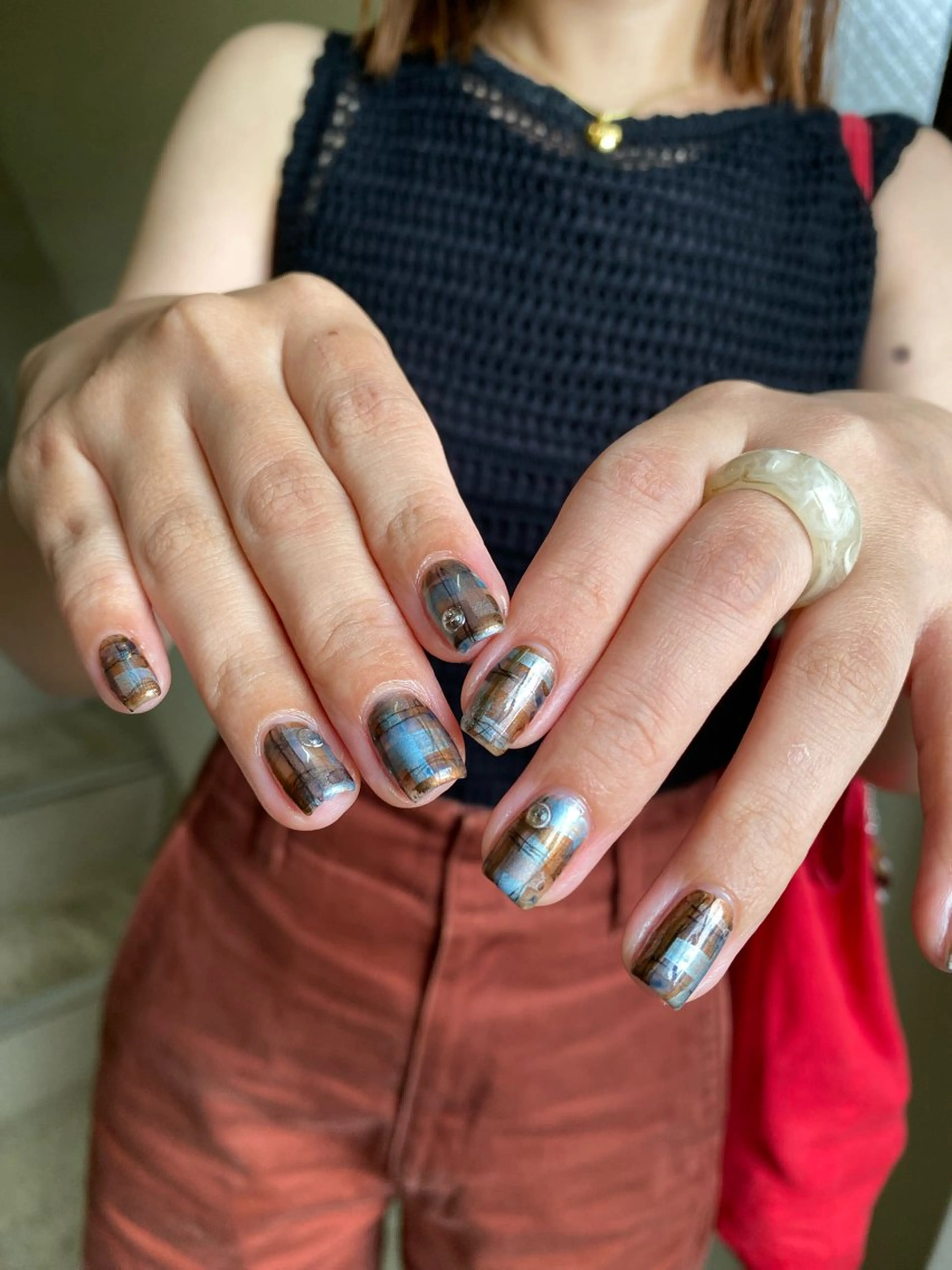 ネイル 成人式 フレンチネイル ジェルネイル ガーリー マグネットネイル ハンドネイル 草加ニュアンスネイル 🌚hersのネイルデザイン