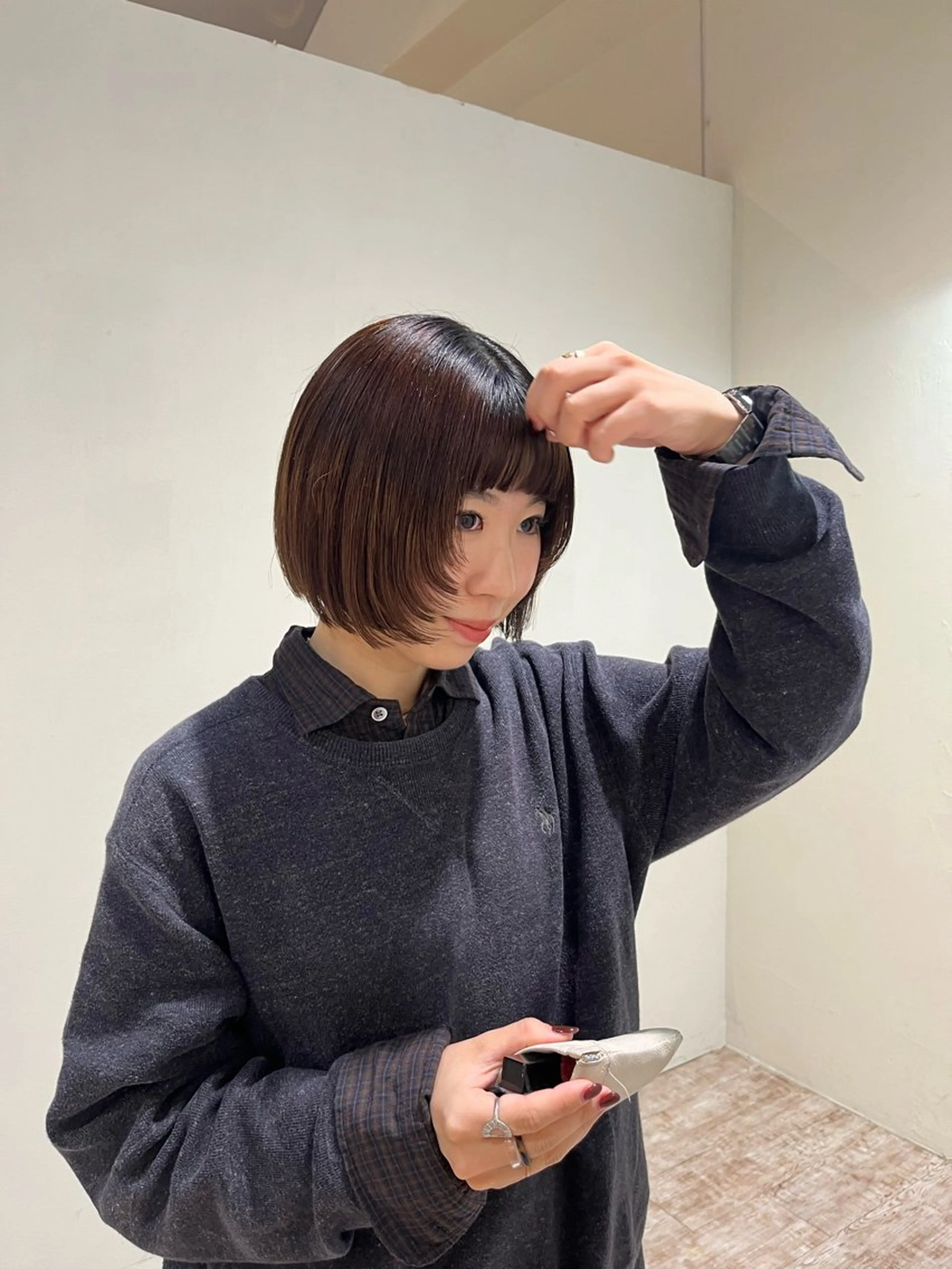 ショート ボブ 顔まわりレイヤー 顔周りカット レイヤーカット カット ルプラボウ　小野寺 菜穂/豊橋/パーマのヘアスタイル