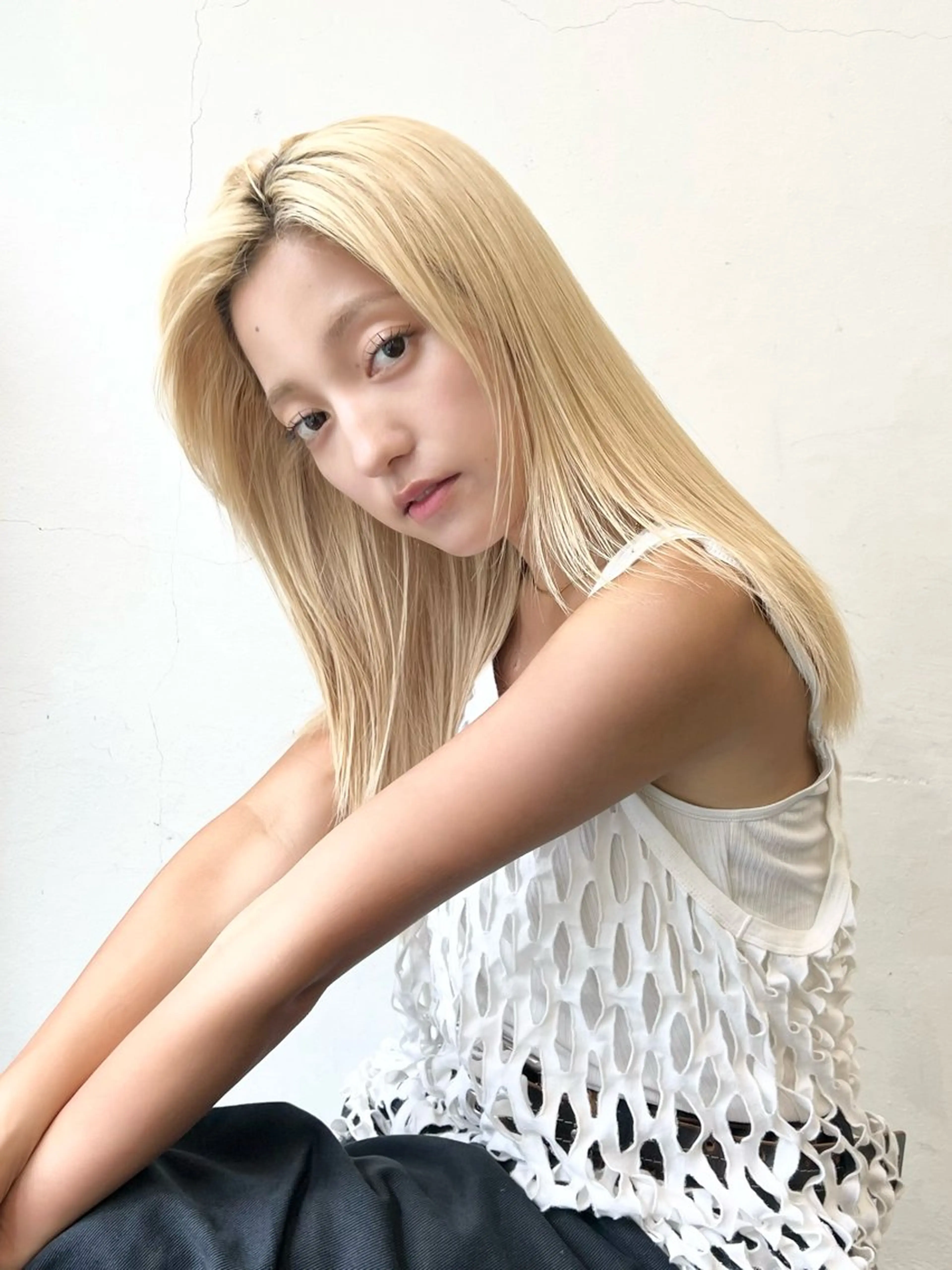 ミディアム カラー ベージュカラー ブリーチ ブロンド ケアブリーチ ダブルカラー HARU//原宿🤍 リピート率NO.1のヘアスタイル