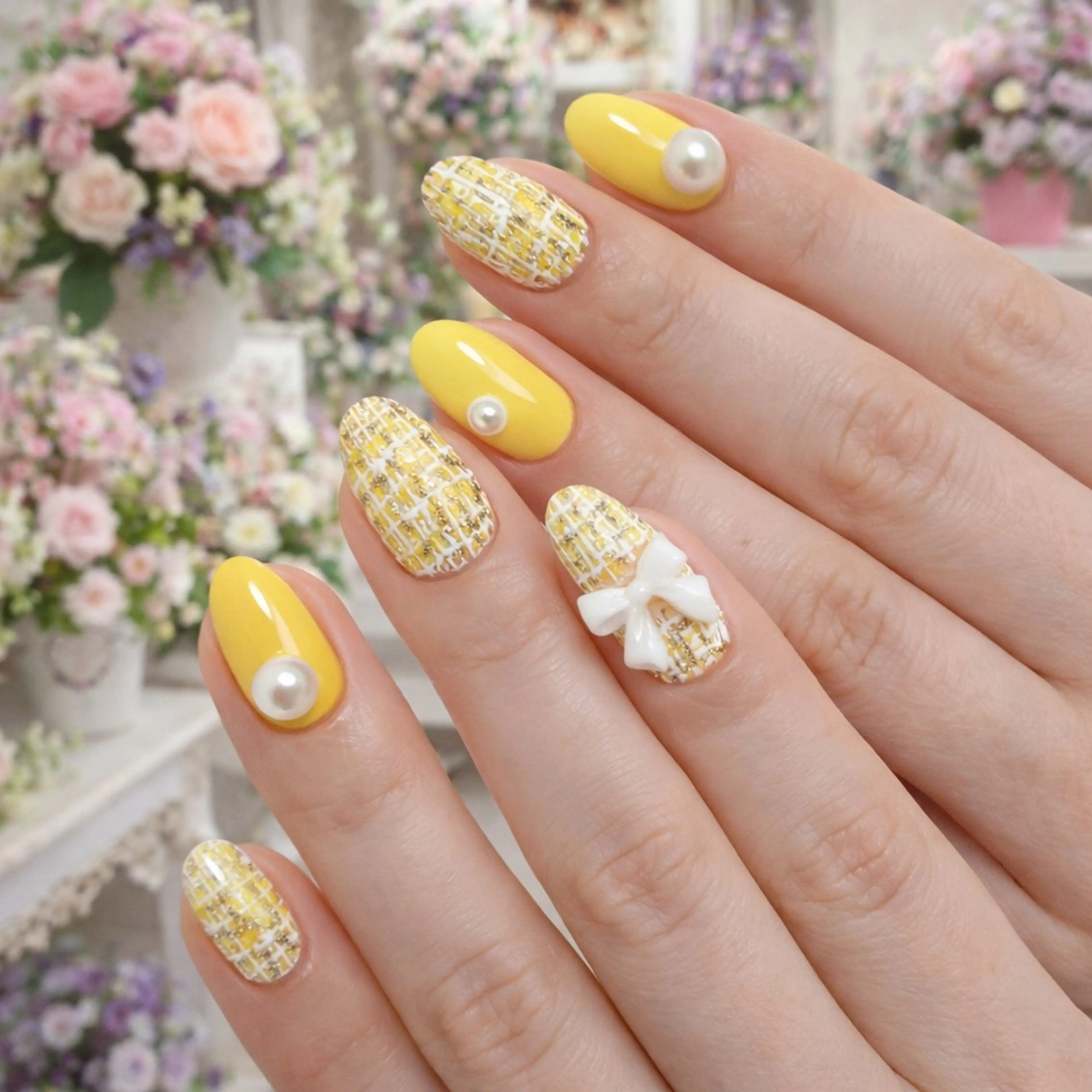 ネイル アートネイル ゴールド 春ネイル ハンドネイル Roger 舞のネイルデザイン