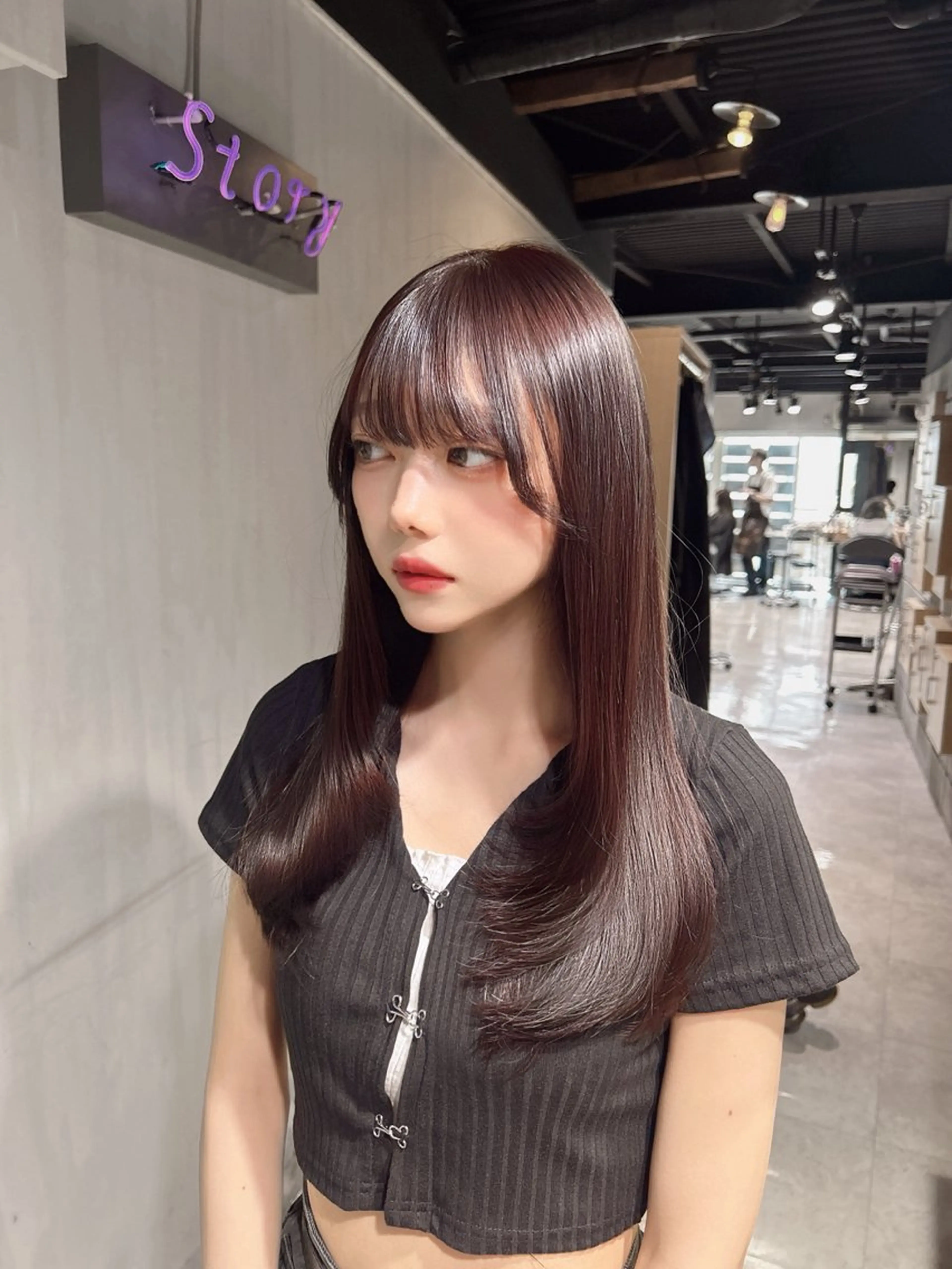 ロング 韓国風カラー 姫カット 韓国風ヘア レイヤーカット ワンホンレイヤー MEI🎀垢抜けカラ ー🎀韓国styleのヘアスタイル