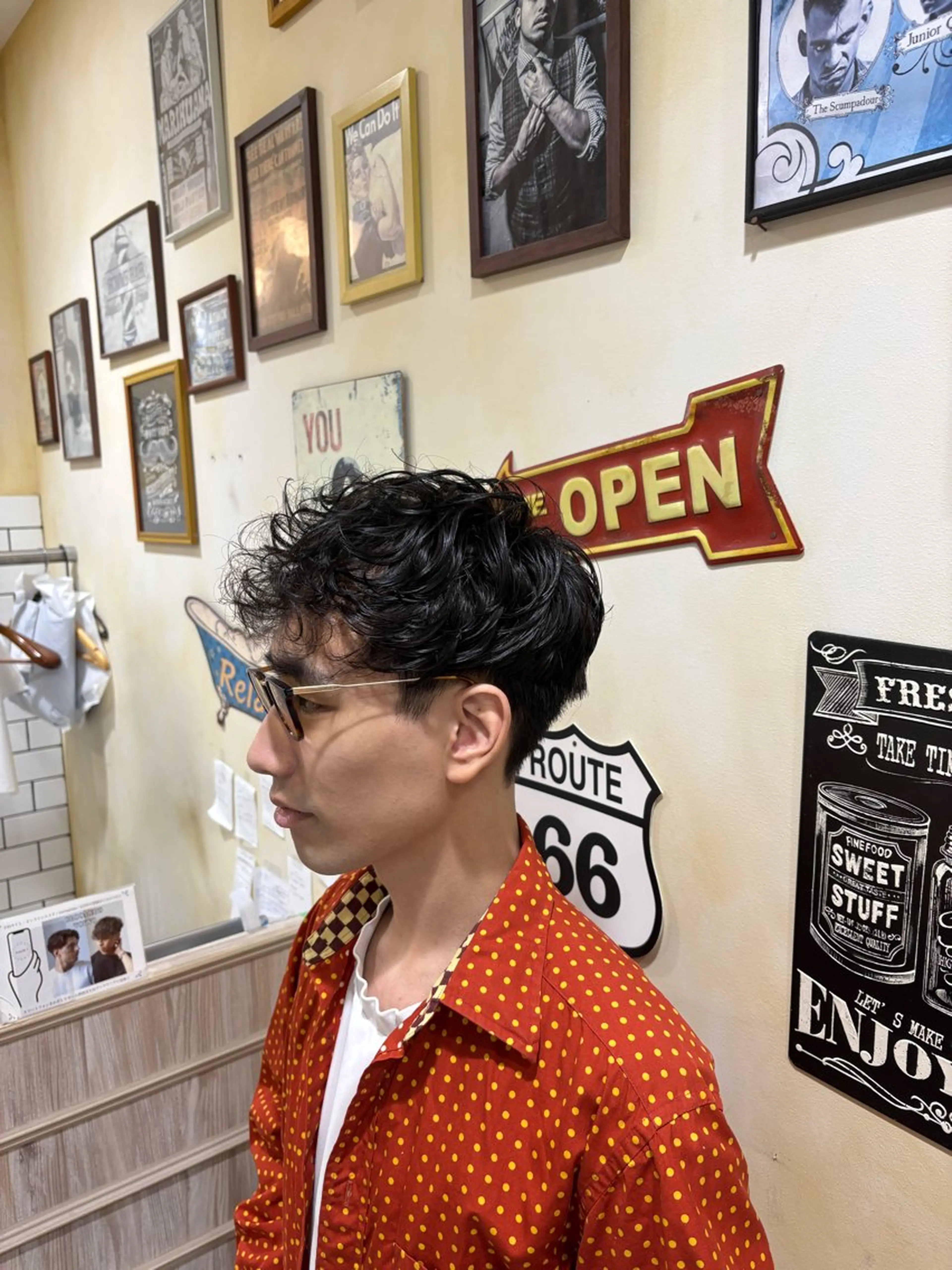 ショート パーマ 大山 慧也のヘアスタイル