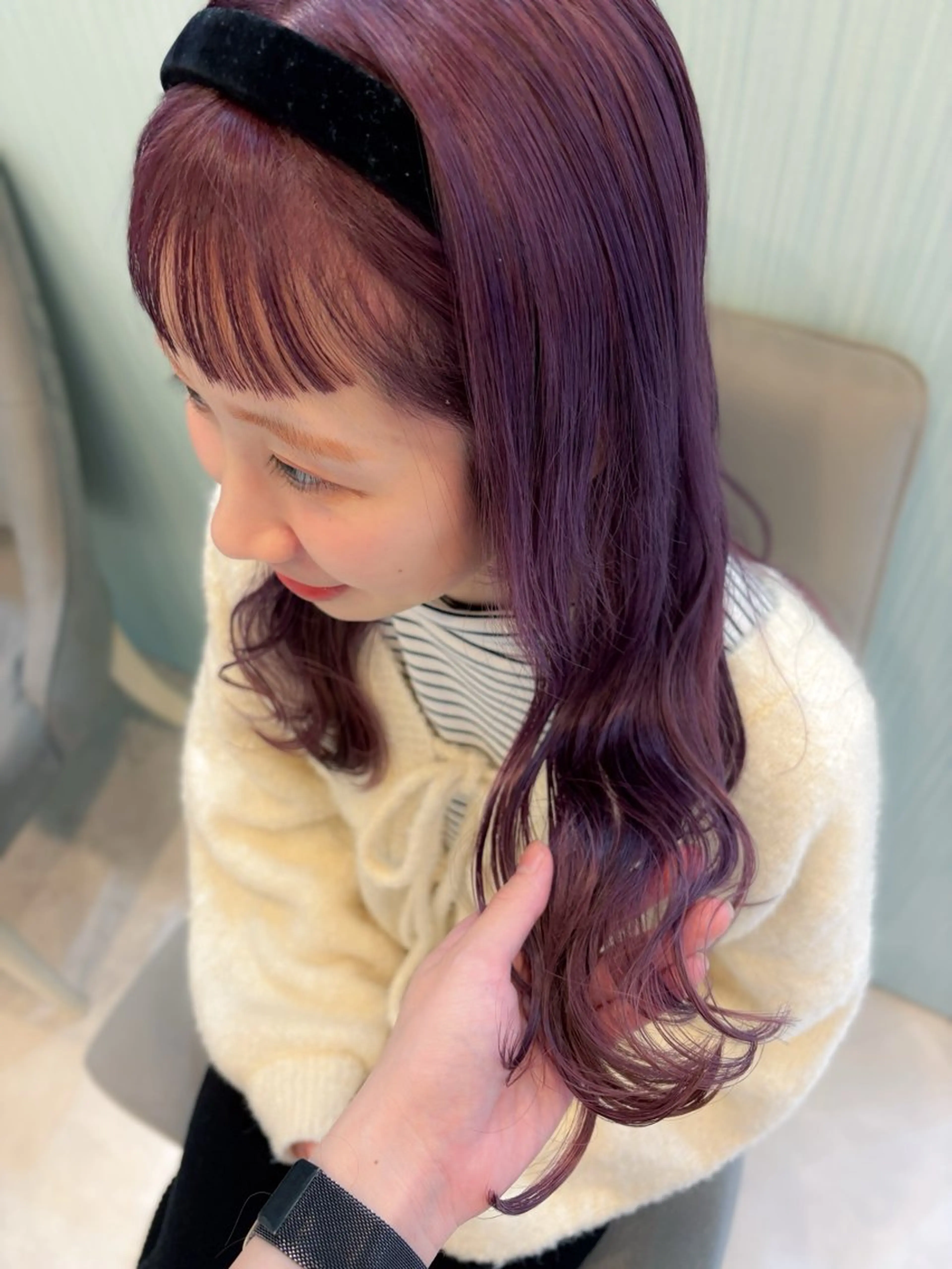 セミロング パープルカラー カラー得意【梅田】 瀧本友梨乃のヘアスタイル