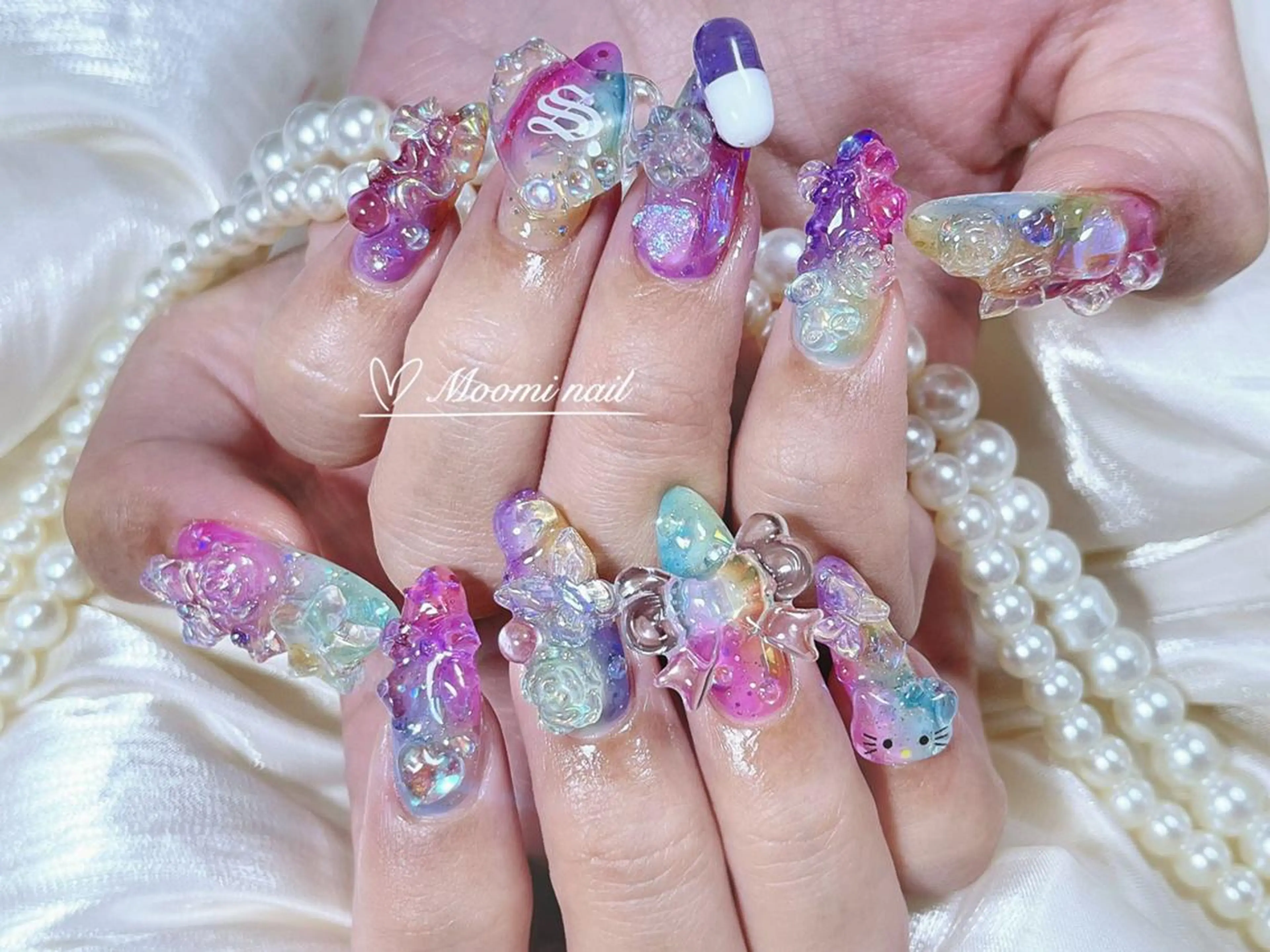 ネイル 長さ出し ジェルネイル グラデーション 韓国ネイル マグネットネイル moomi nail スカルプ専門のネイルデザイン