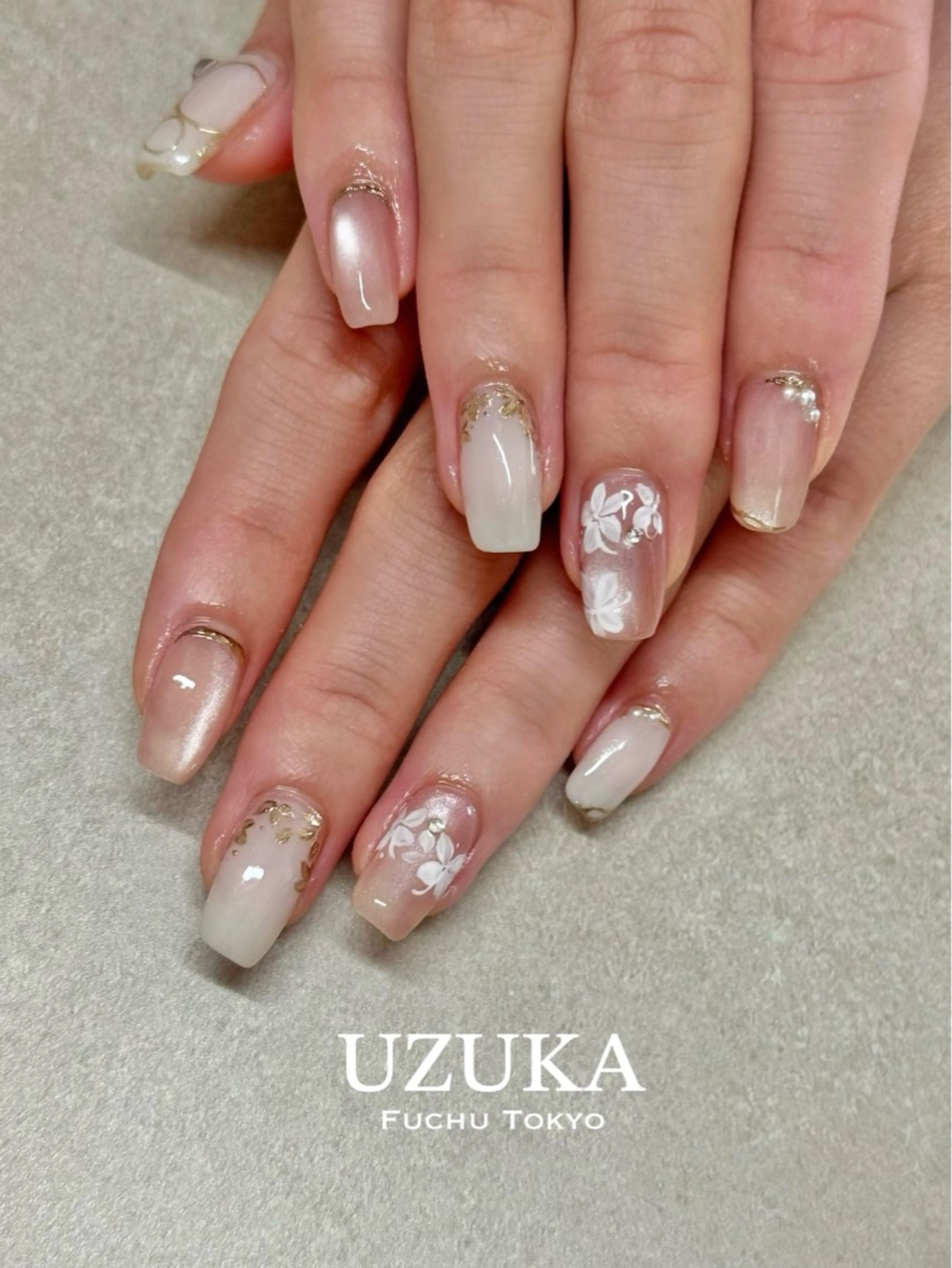 ネイル フラワーネイル マグネットネイル ブライダルネイル 【 enn 】 Uzuka Yukaのネイルデザイン