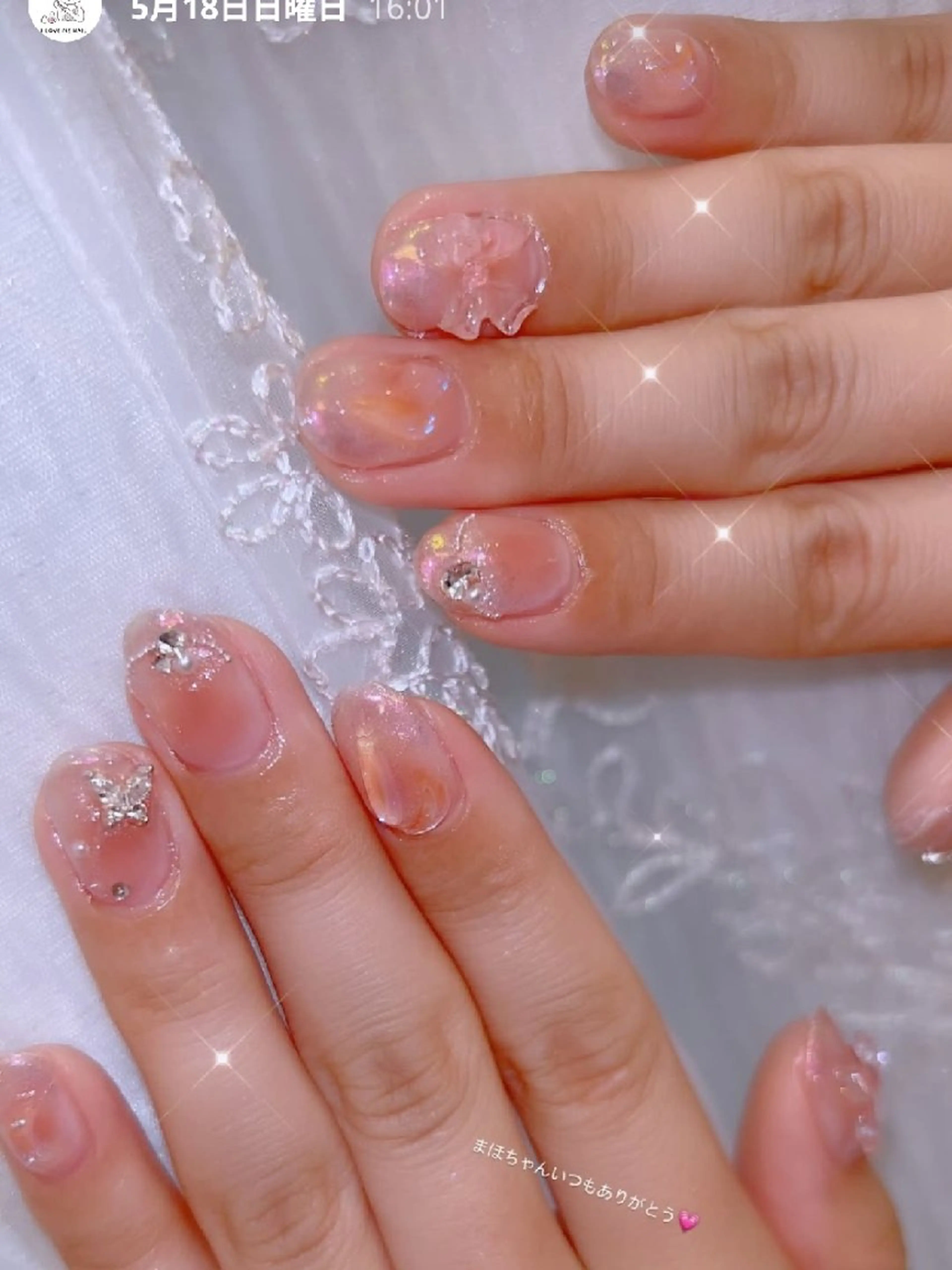 ネイル 長さ出し ジェルネイル 韓国ネイル マグネットネイル ニュアンスネイル I LOVE ME NAIL.｡.:*♡のネイルデザイン