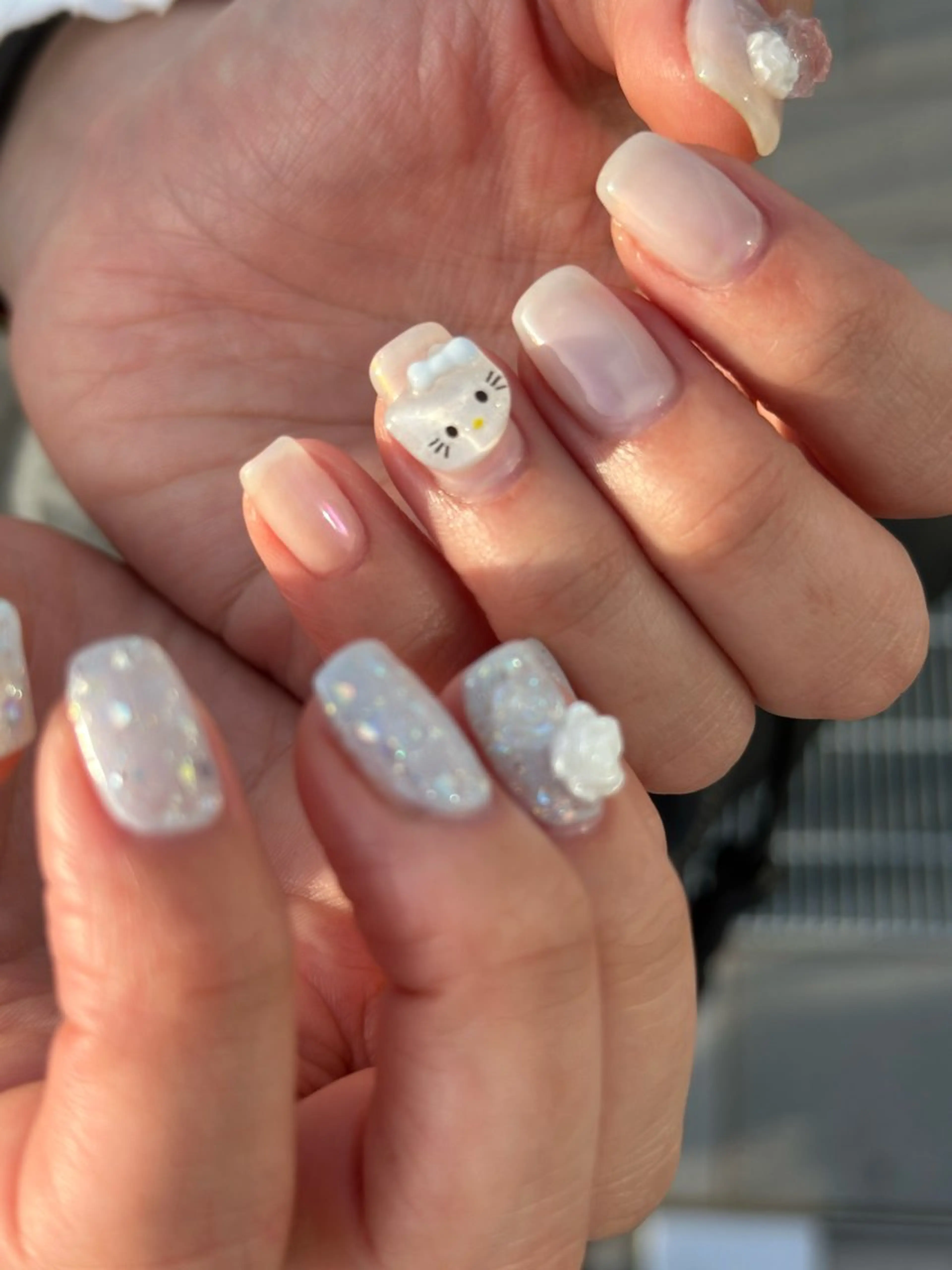 ネイル ブルー クリアネイル ラメ(グリッター) ハンドネイル fukuyasu rikaのネイルデザイン