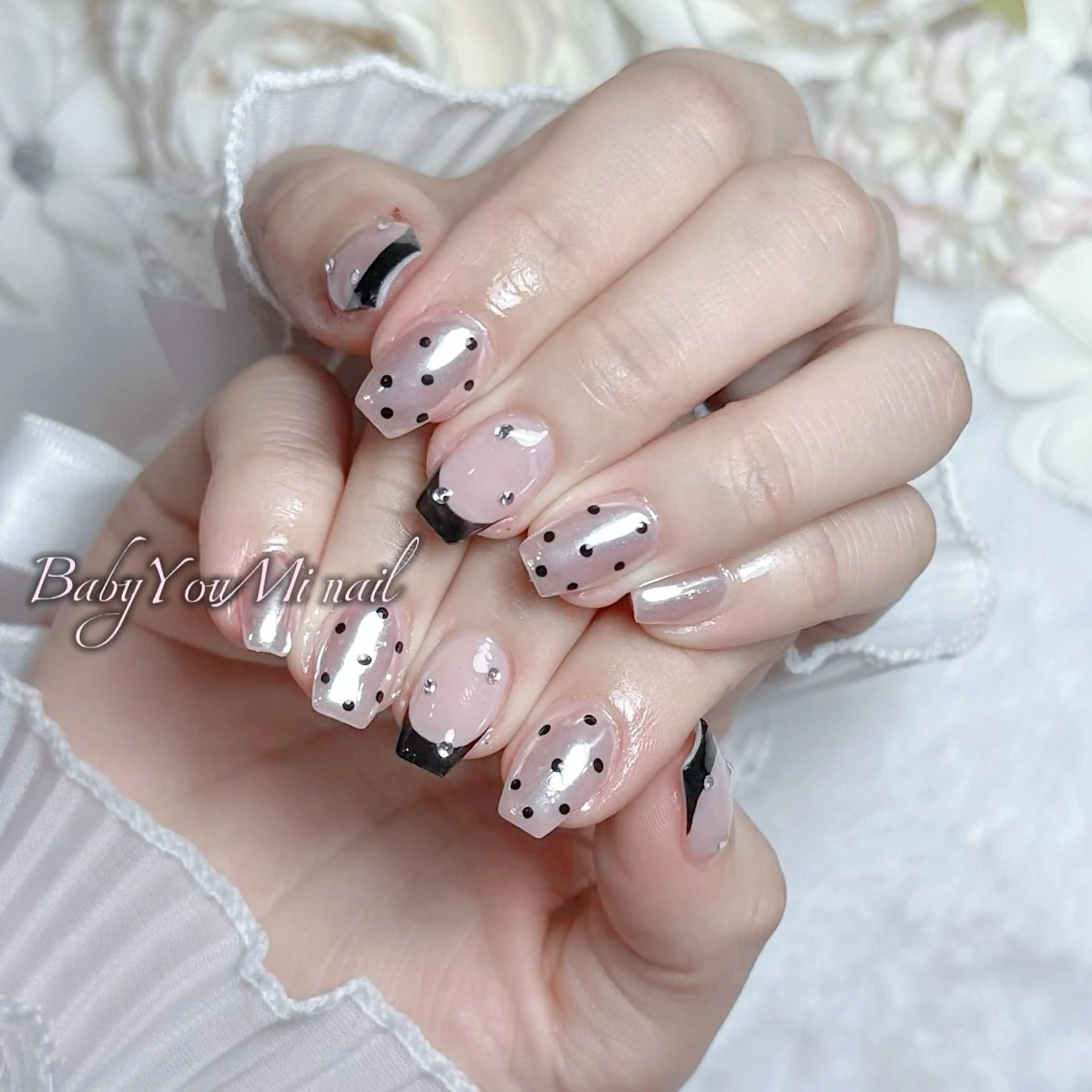 ネイル オーロラネイル チークネイル 成人式 フットネイル フレンチネイル ハンドネイル BabyYouMi nailのネイルデザイン