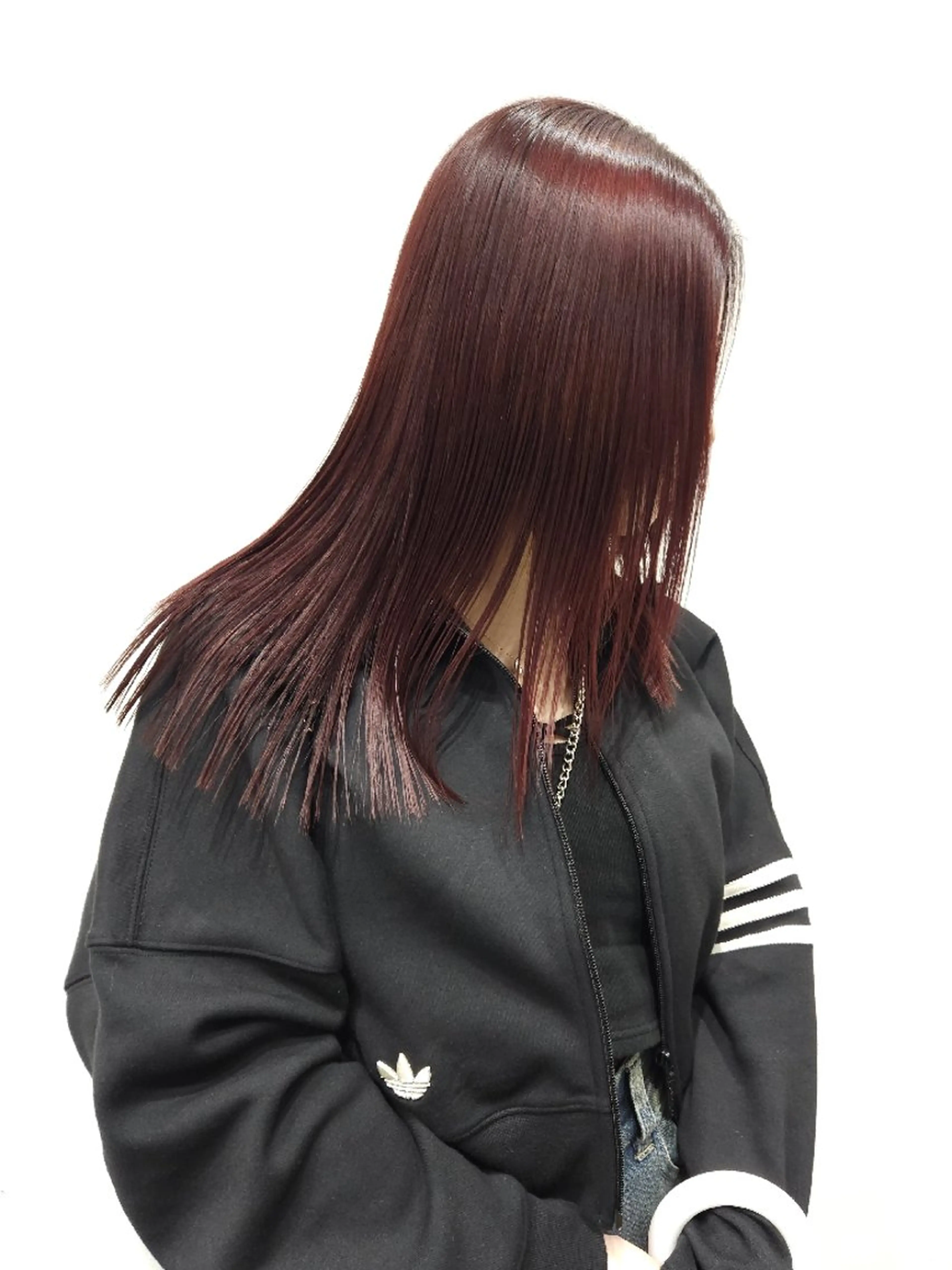 セミロング カラー ヘアアレンジ ブリーチ ボルドーカラー ブラウンカラー ケアカラー ブリーチなしカラー 成瀬 弘光のヘアスタイル