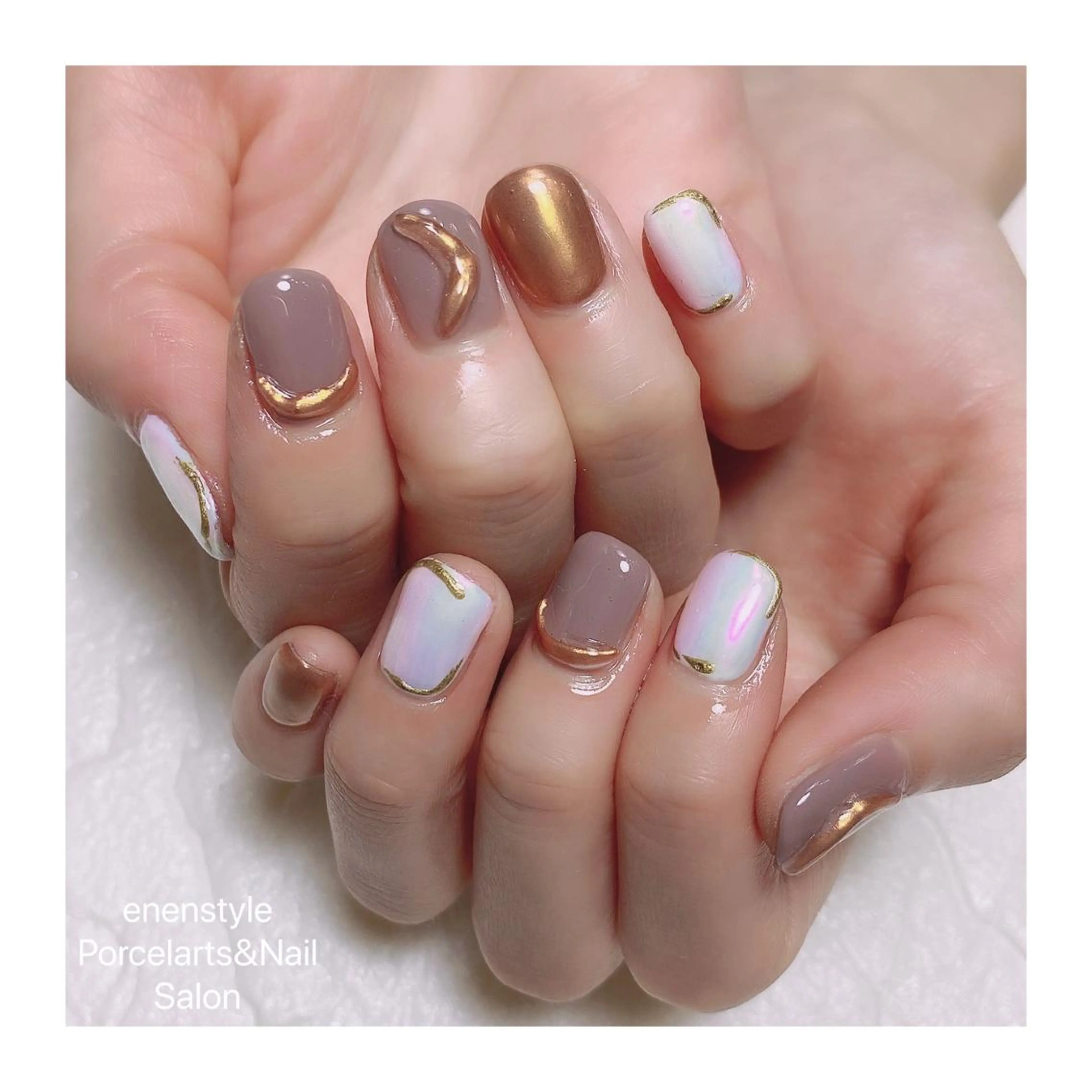 ショート ネイル ハンドネイル 👑enen style👑のネイルデザイン