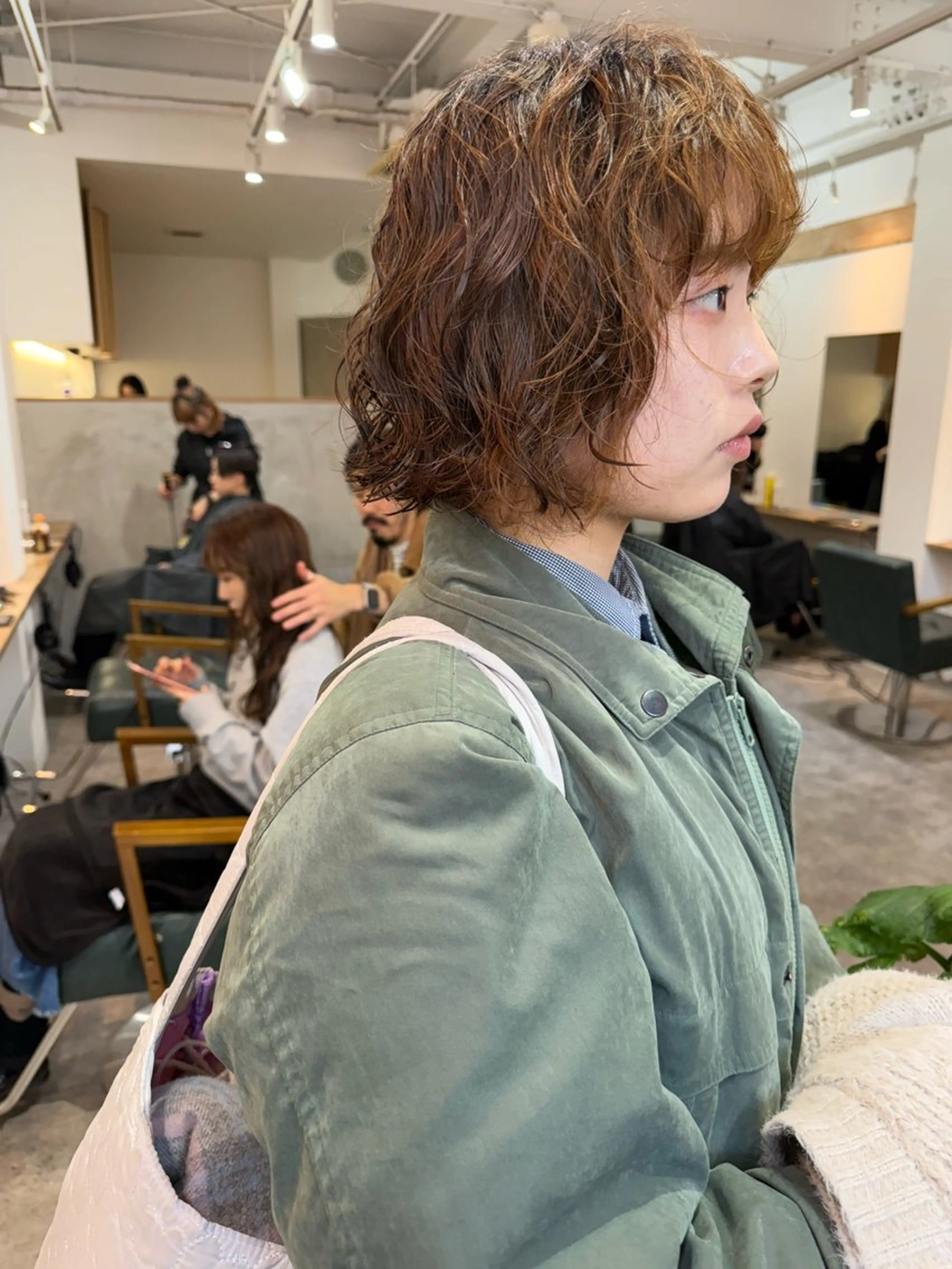 ショート パーマ ボブ カット パーマ トリートメント 森貴裕/ベージュ/ パーマ/オリーブのヘアスタイル