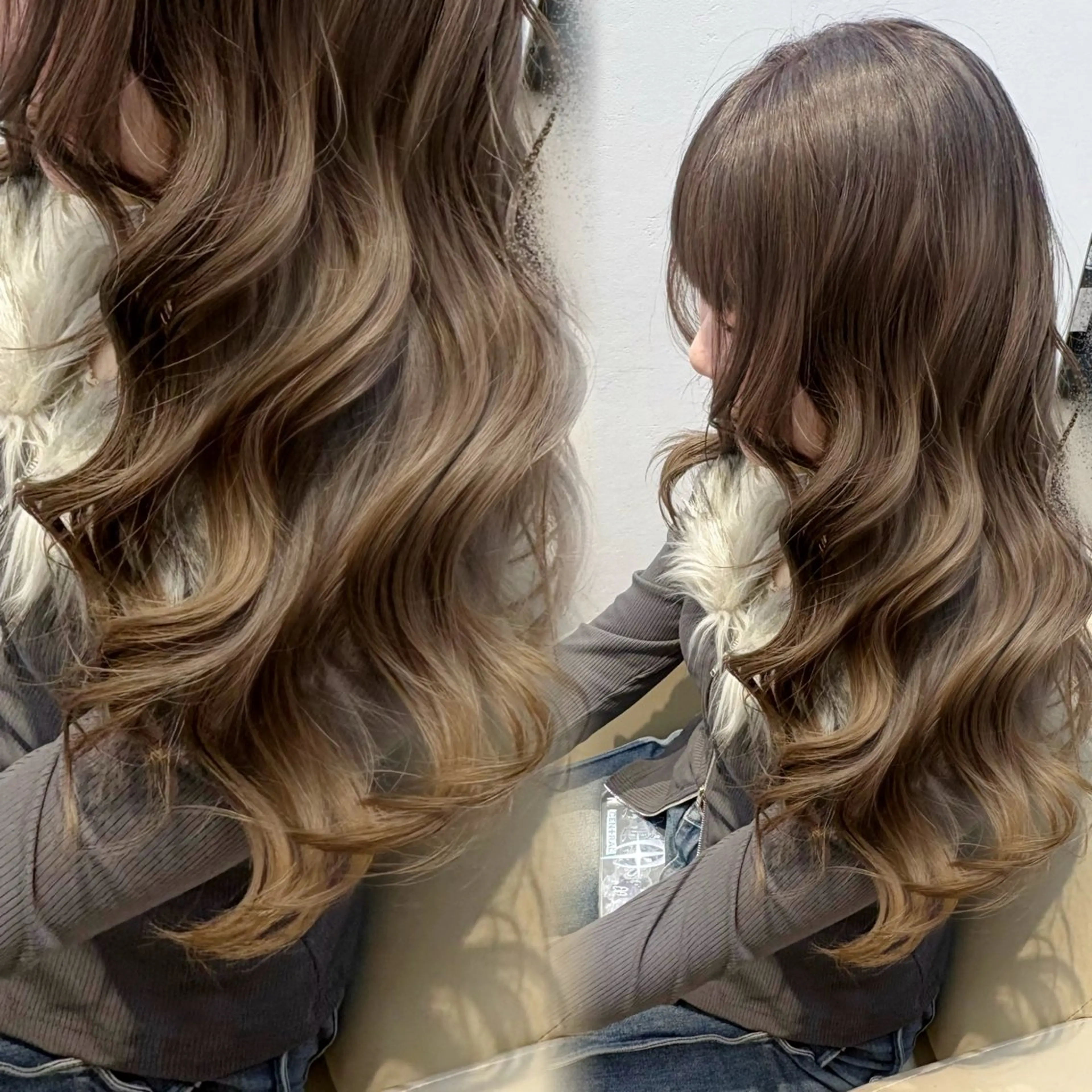 ロング カラー ベージュカラー 透明感カラー グレージュ 髪質改善 韓国風ヘア ヘアカラー 韓国ヘア/透明感 カラー/KANAのヘアスタイル