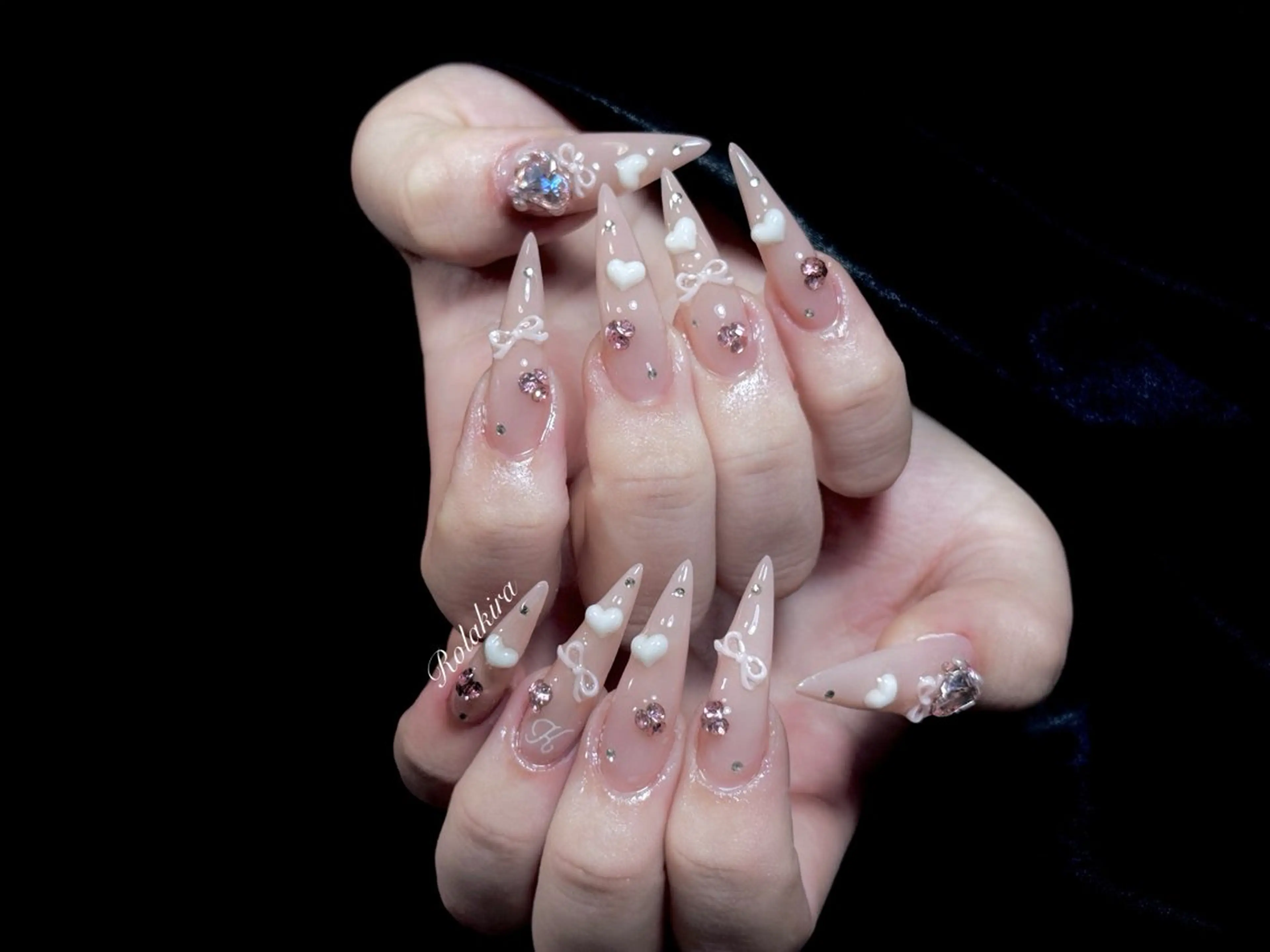 ネイル チークネイル 長さ出し フレンチネイル ジェルネイル 韓国ネイル ハンドネイル Rola kira 麗のネイルデザイン