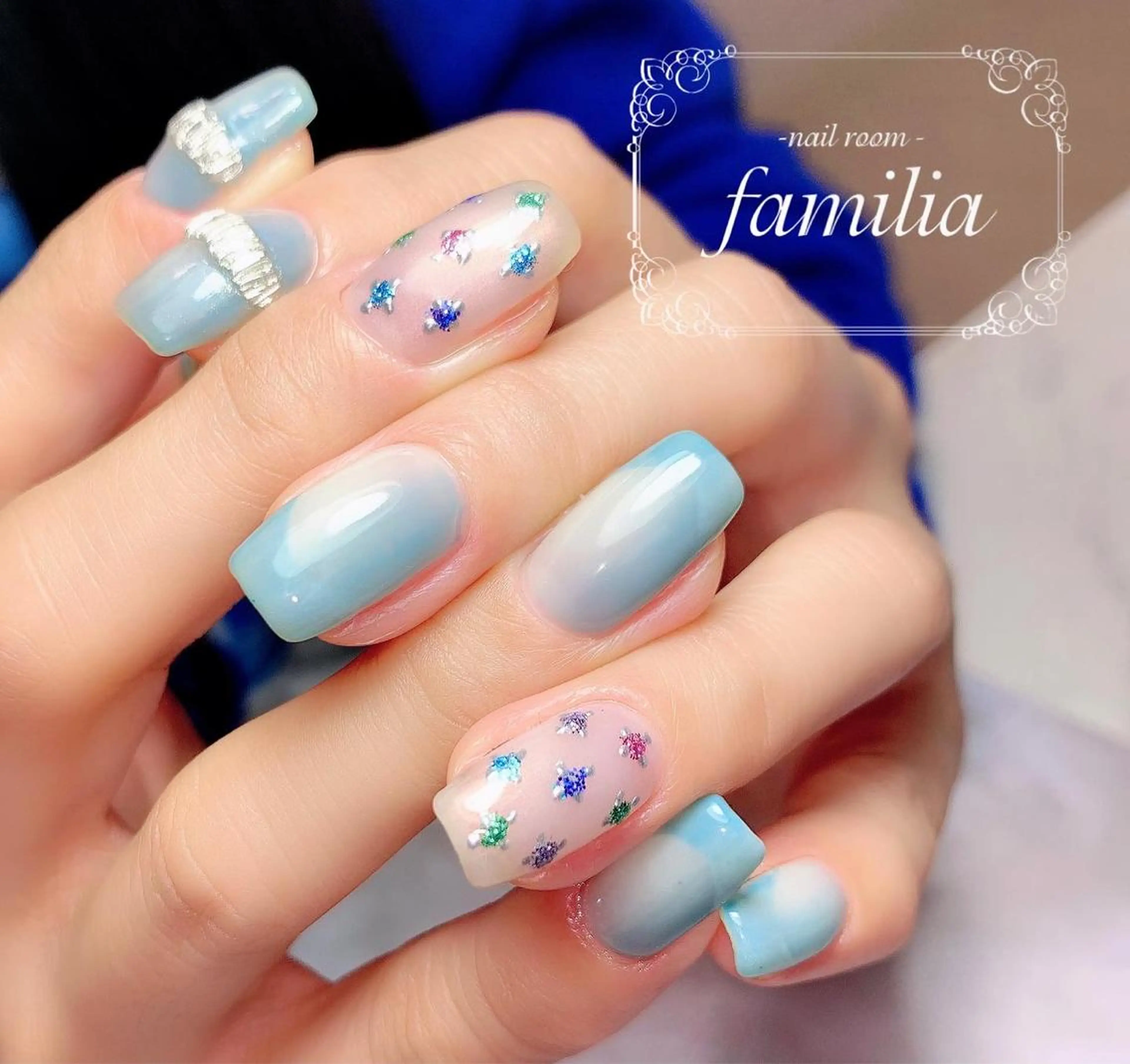 ネイル アートネイル フレンチネイル グラデーション オンブレフレンチ ハンドネイル -nailroom- familiaのネイルデザイン