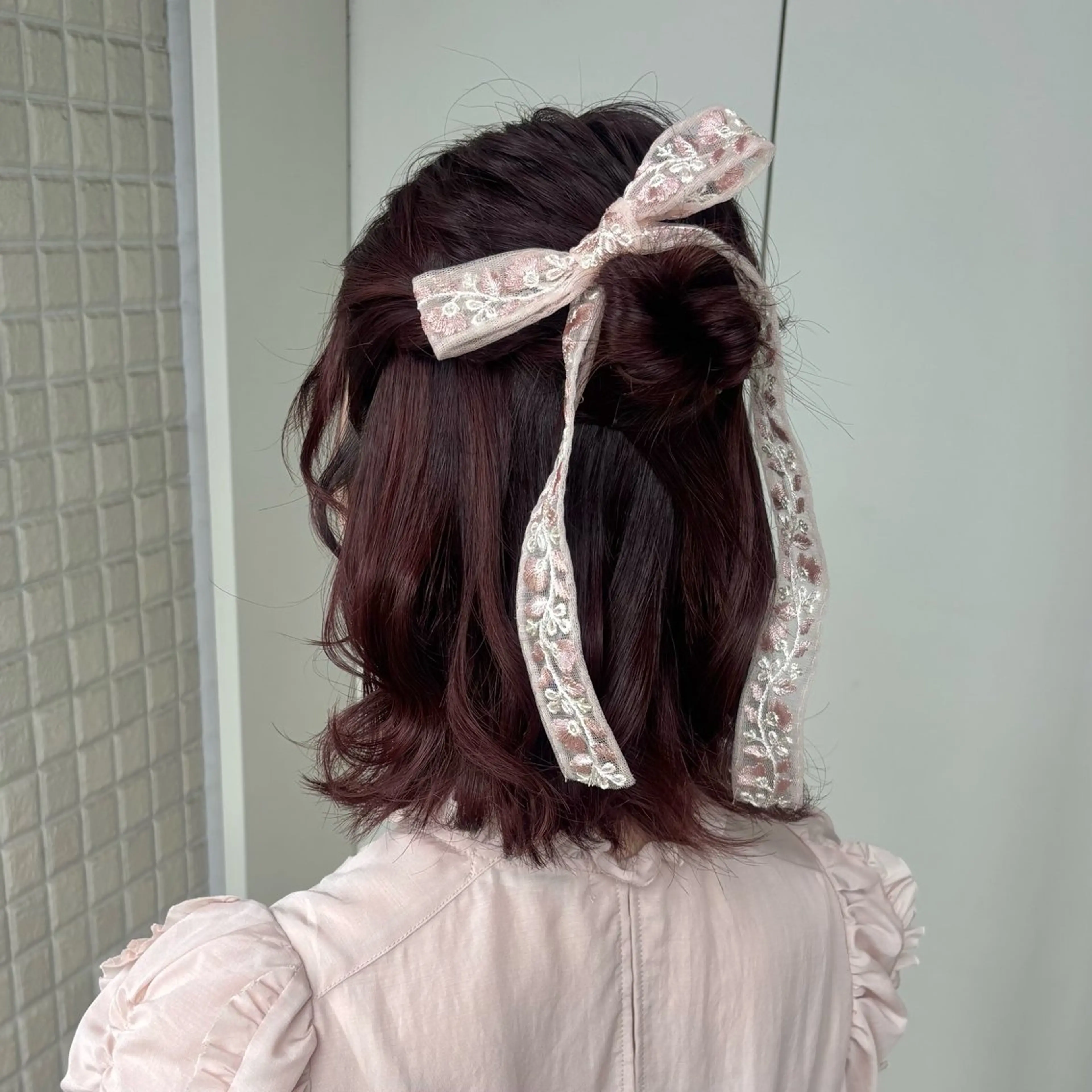 ヘアアレンジ ハーフアップ 艶カラー🪡髪質改善 アレンジ🎀airiのヘアスタイル