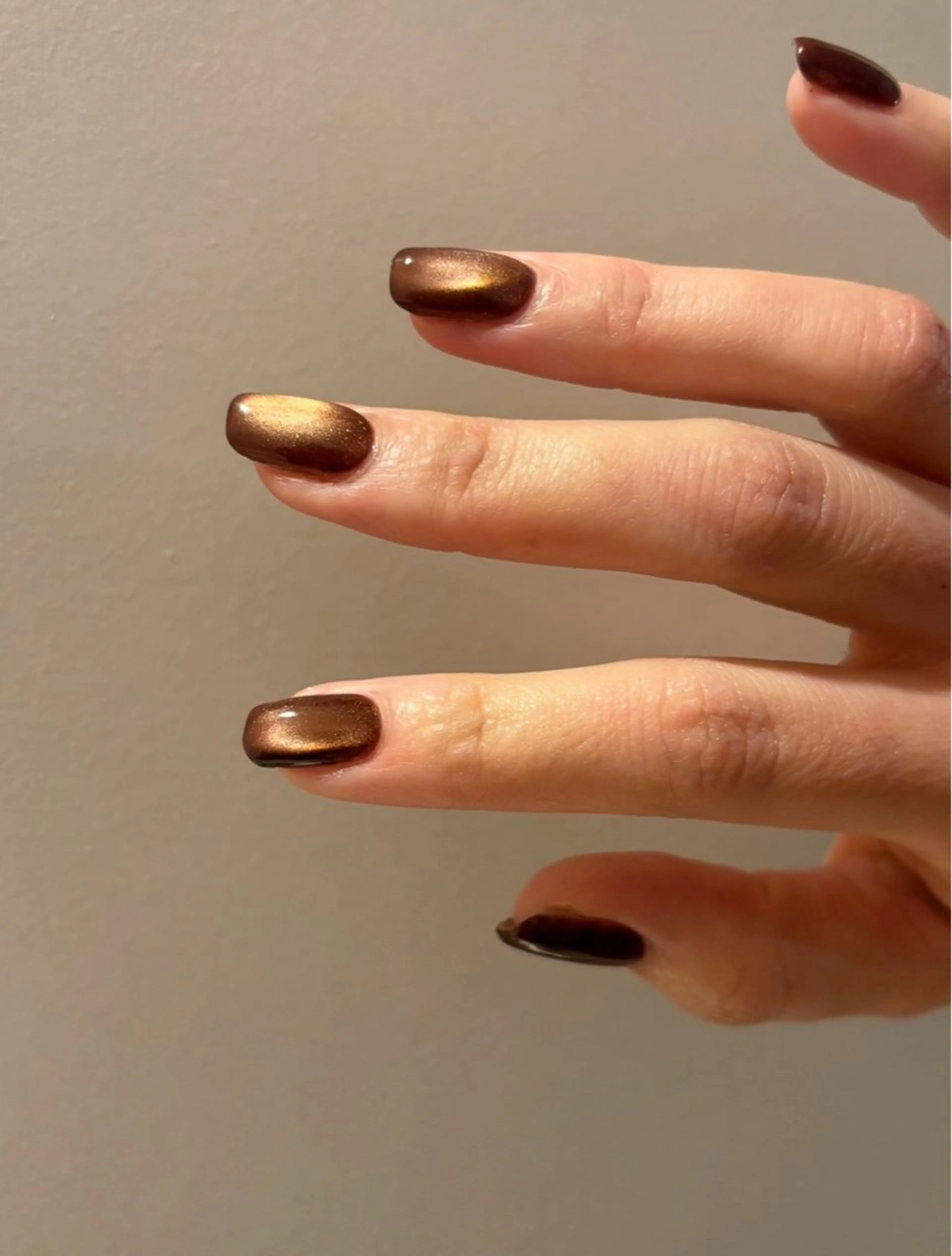 ネイル ブラウン マグネットネイル 赤色 ハンドネイル Elio 国泰寺のネイルデザイン