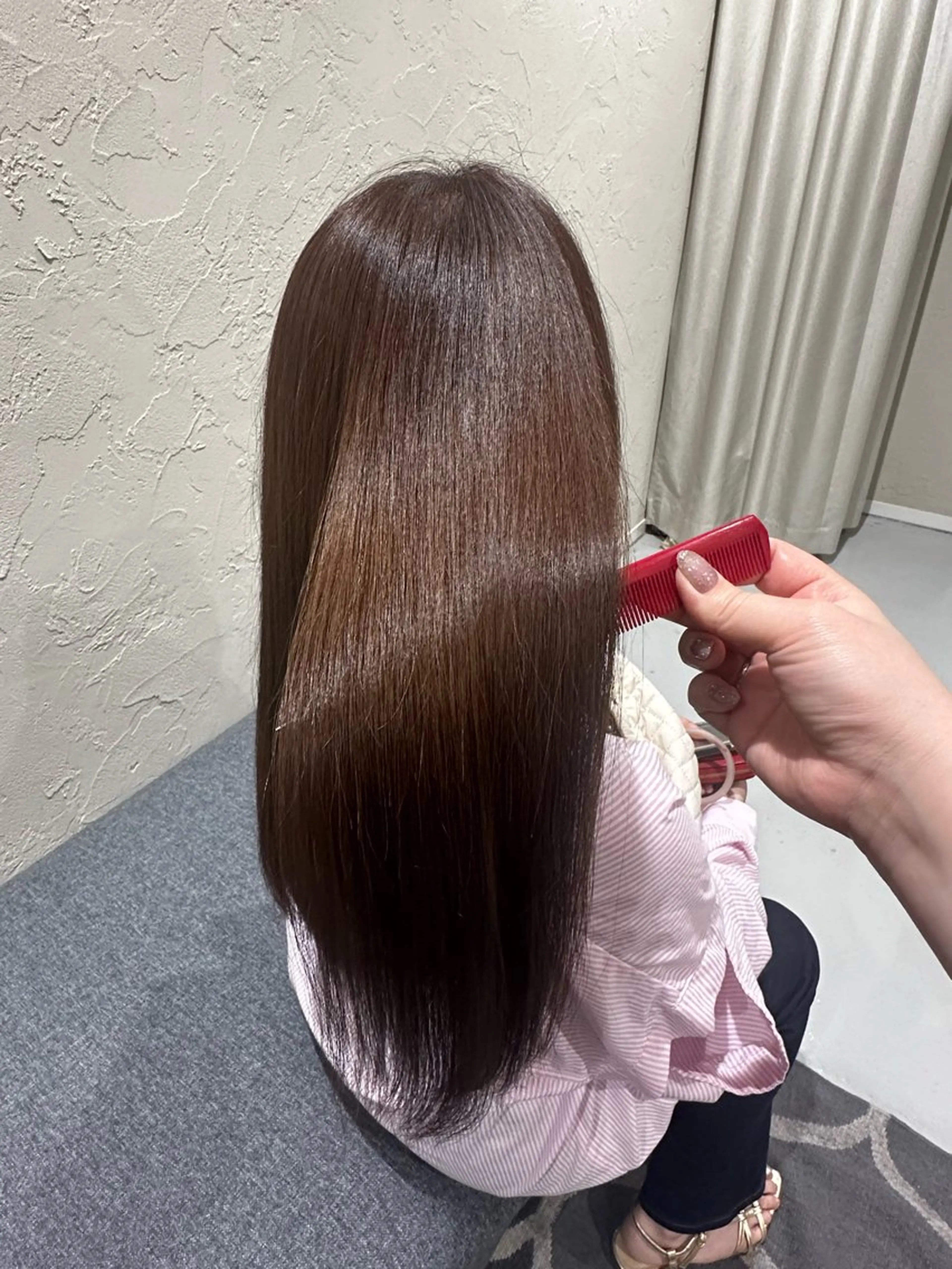 ロング カラー カット 縮毛矯正 トリートメント 【髪質改善】 夏目結以のヘアスタイル