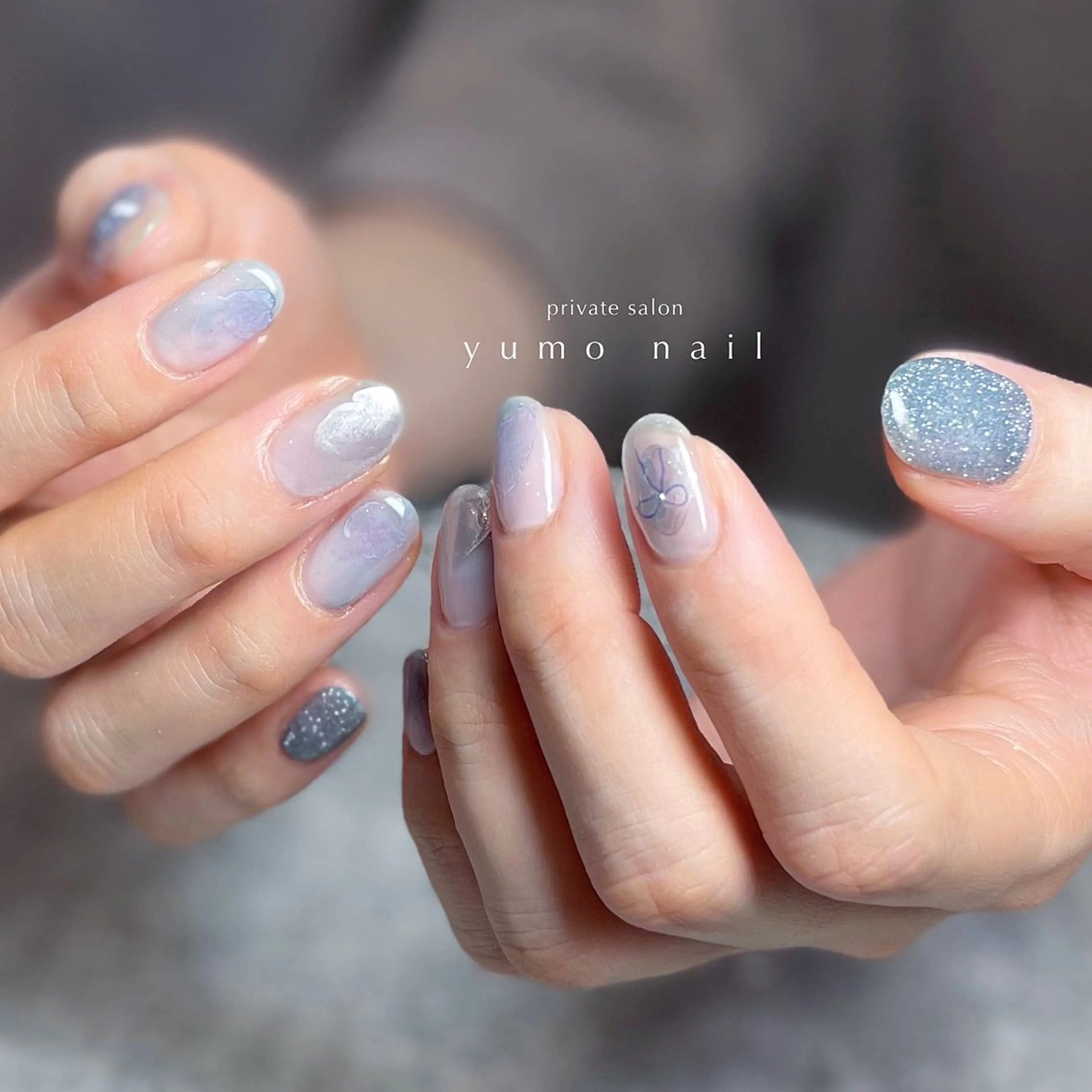 ネイル ブルー yumo nailのネイルデザイン