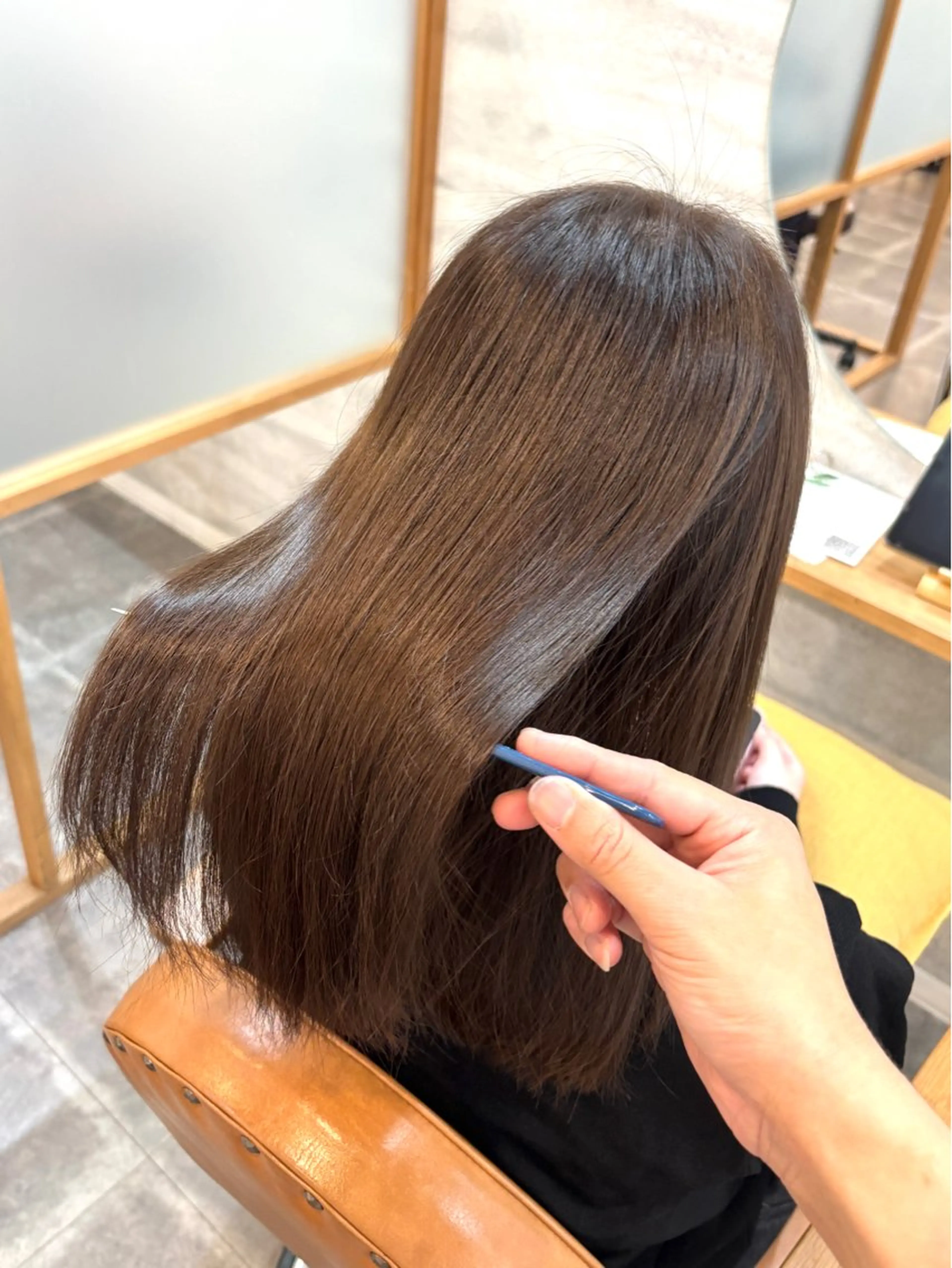 セミロング カラー 髪質改善 髪質改善・縮毛・ 艶髪カラー　Maruのヘアスタイル