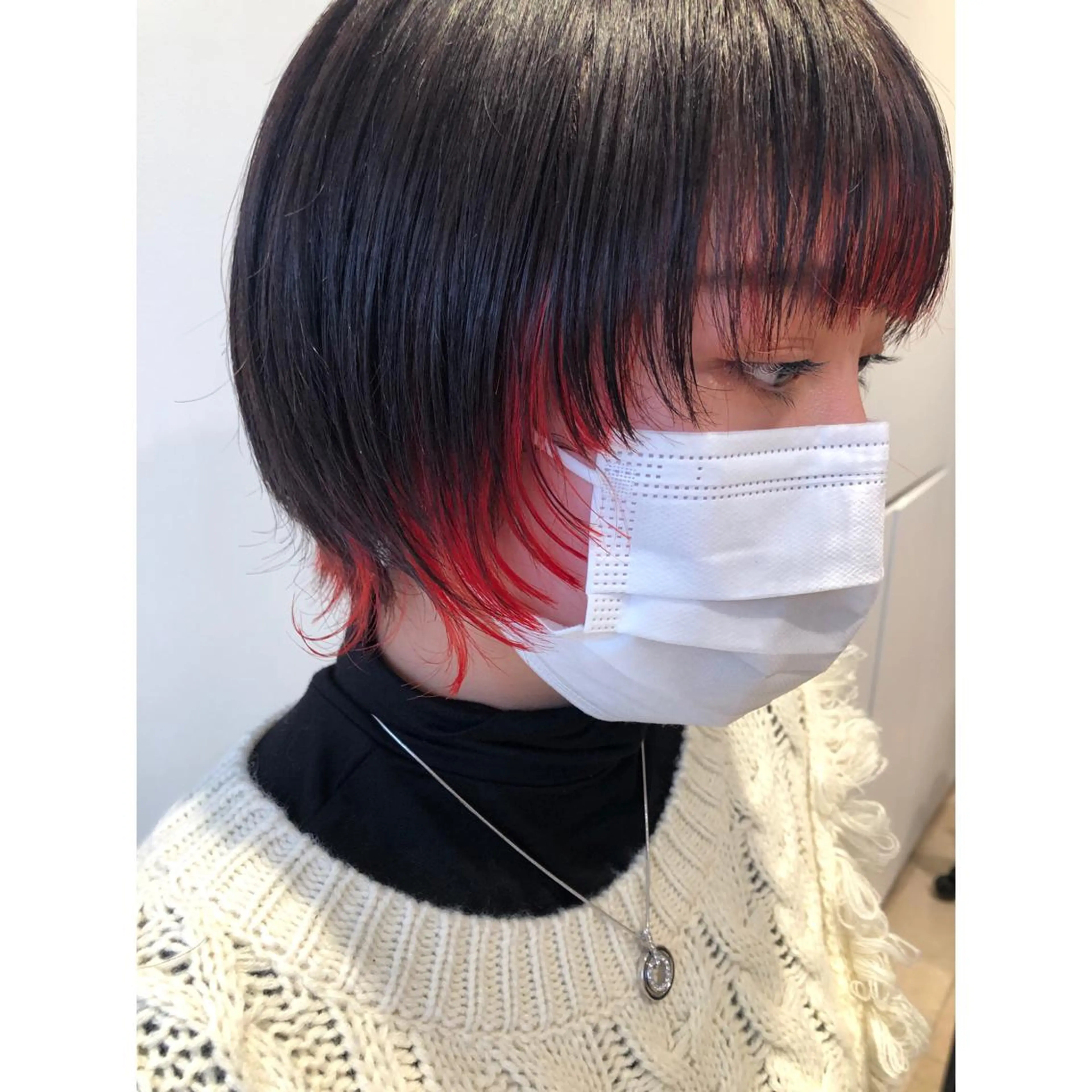 ショート カラー ブリーチ デザインカラー インナーカラー オレンジ レッドカラー 推しカラー✨ オタク美容師ユウカのヘアスタイル