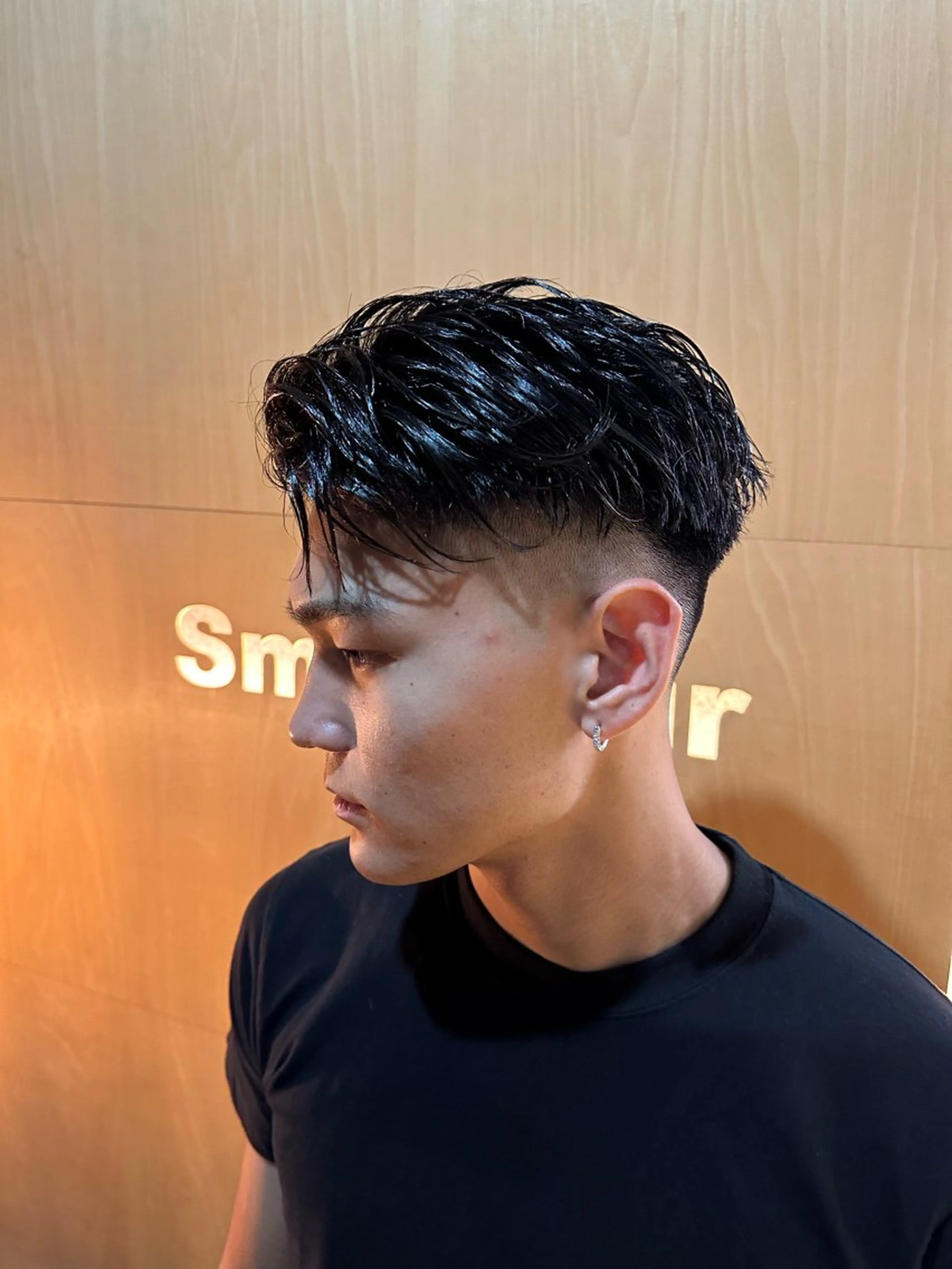 ショート メンズ オールバック フェードカット カット フェードとパーマ特化 小池 魔裟斗のヘアスタイル