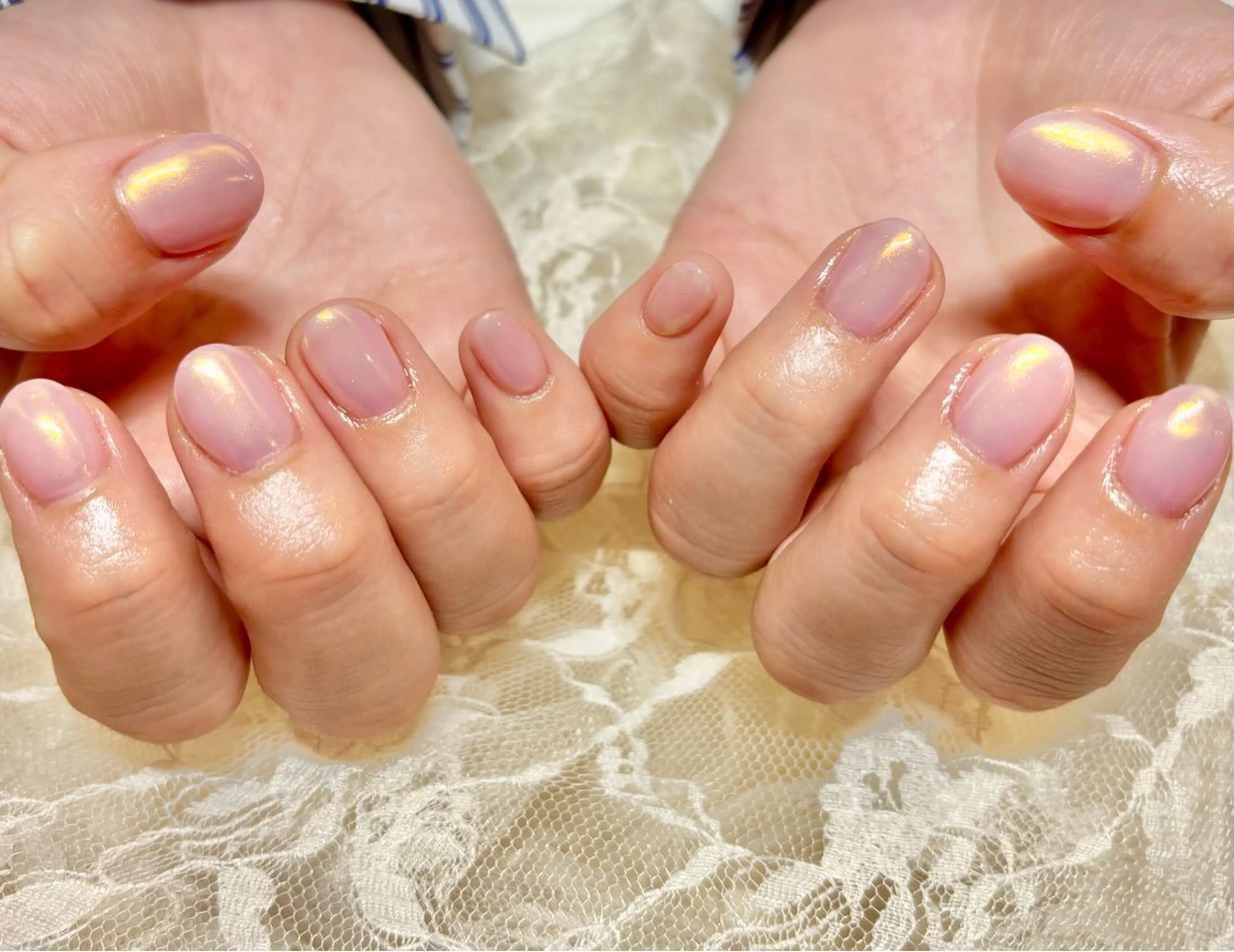 ネイル オーロラネイル ピンク ハンドネイル パラスパガーデン ♡齊藤歩のネイルデザイン