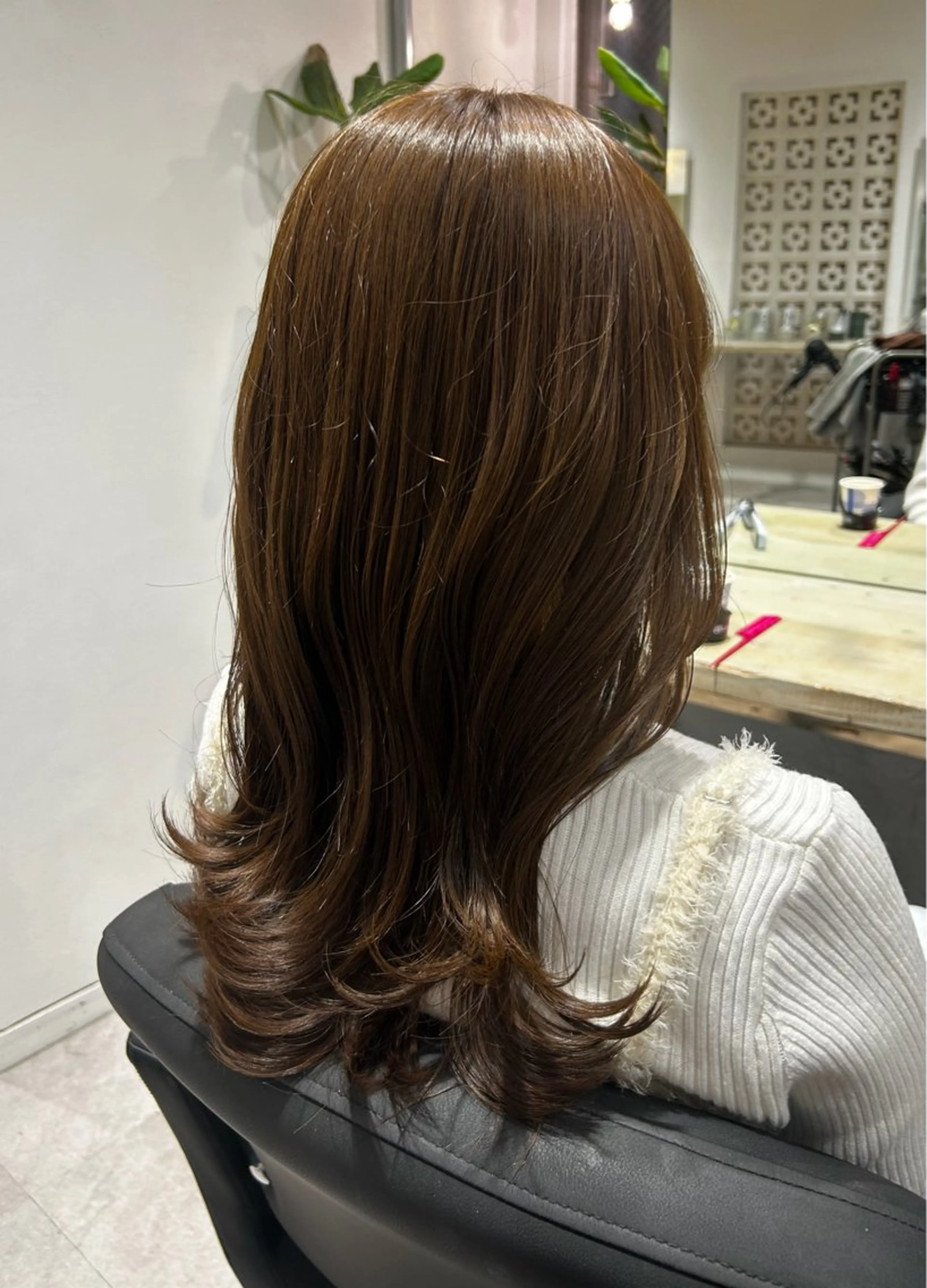 セミロング ヘアカラー トリートメント SAHO /縮毛矯正 /オリーブ🌿のヘアスタイル