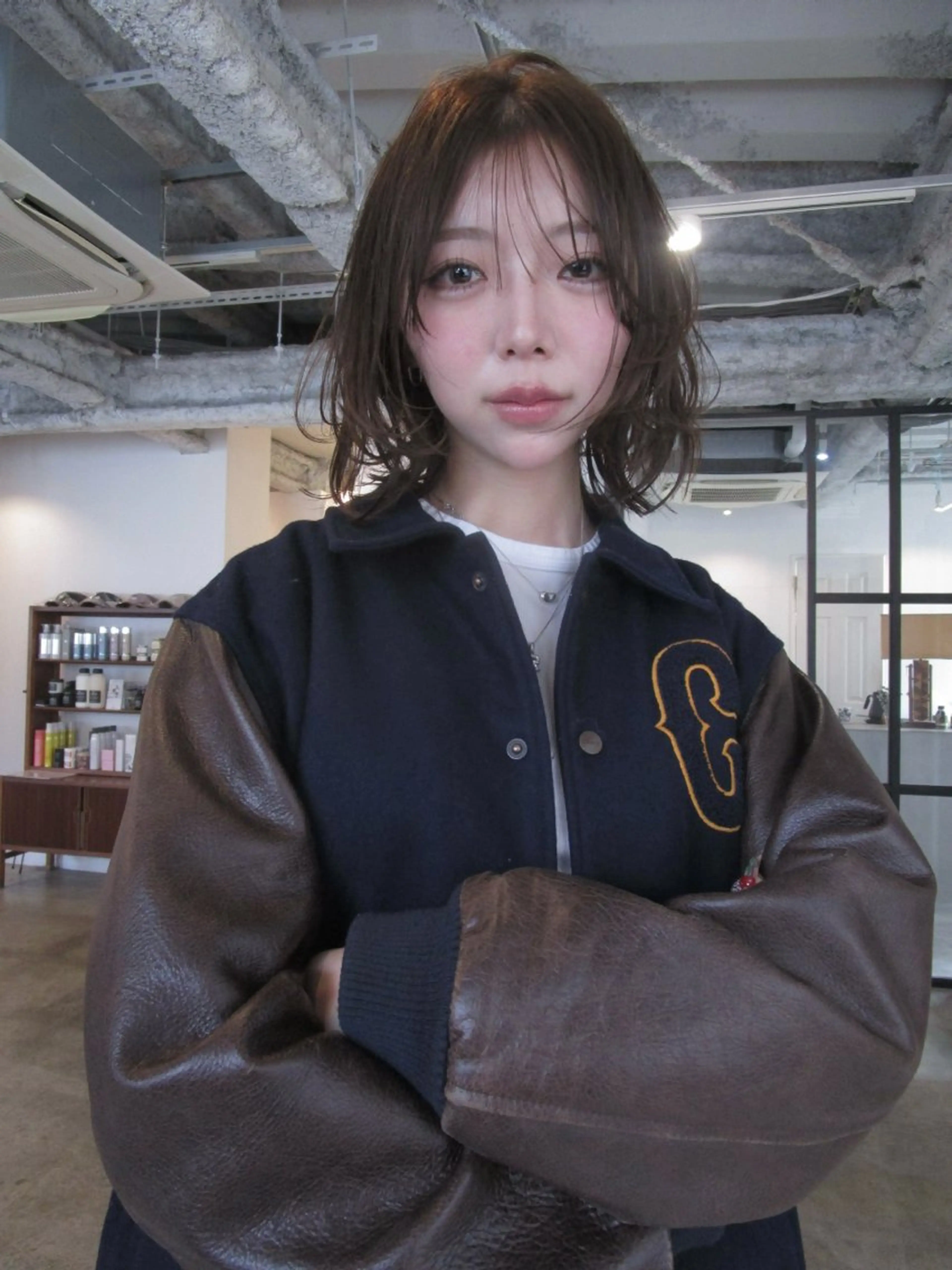 ミディアム カラー ブラウンカラー モカブラウン ボブ カット ヘアカラー yu maのヘアスタイル