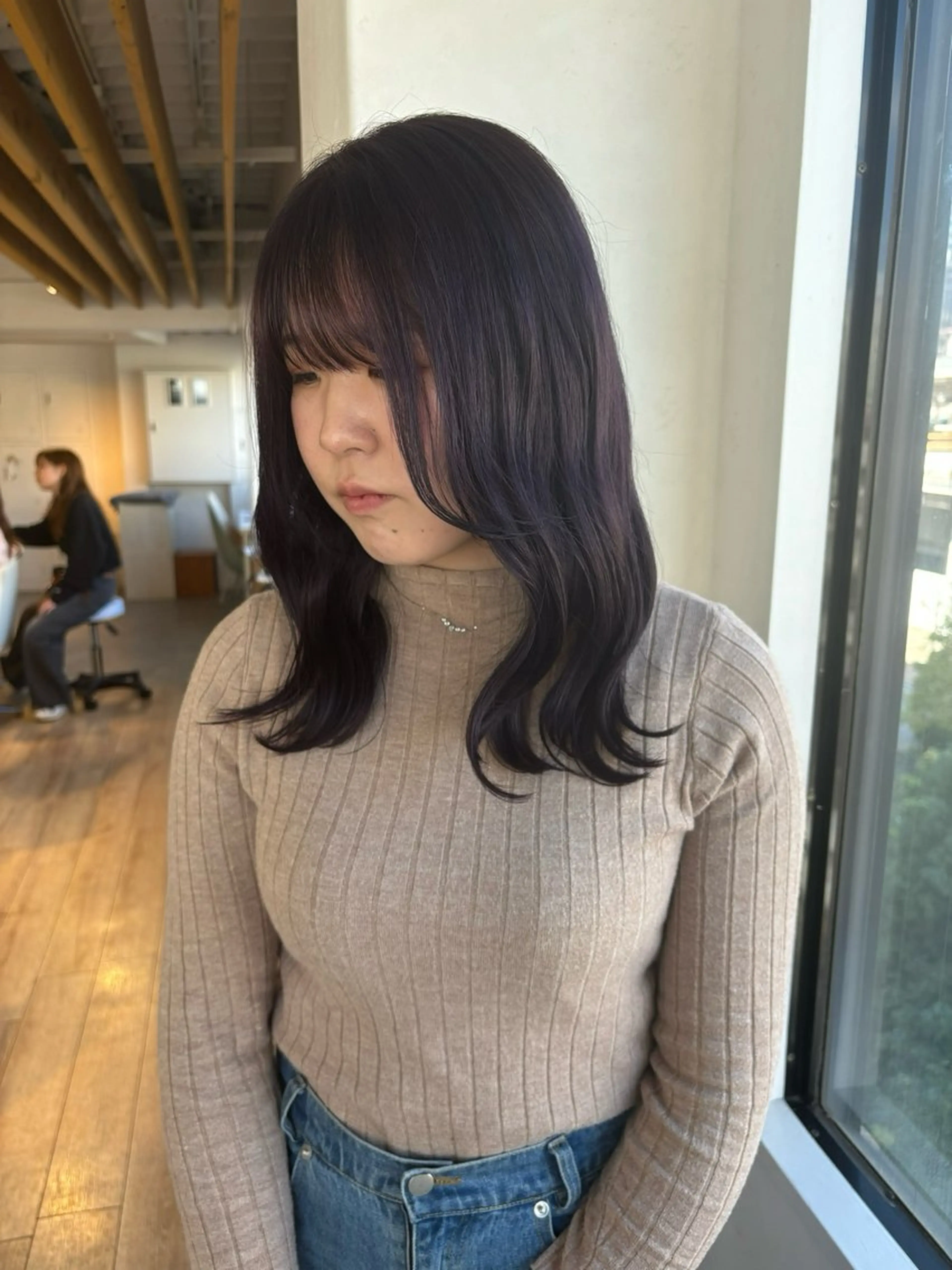 ミディアム カラー ヘアアレンジ グレージュ ラベンダーカラー ラベンダーグレージュ ラベンダーグレー 女性専用サロンiiro【イロ】所属・【韓国ヘア/透明感 カラー】makotoのヘアスタイル