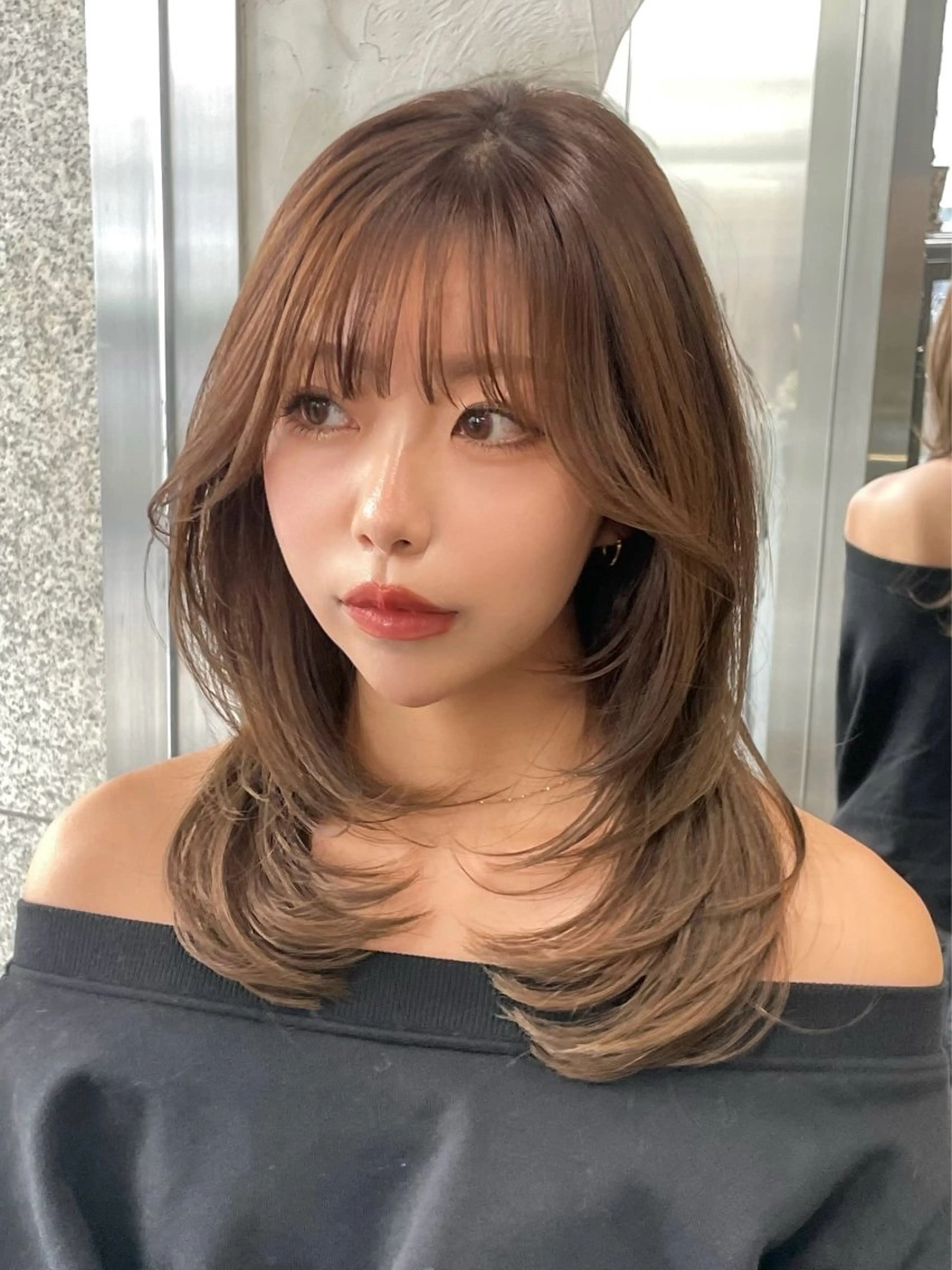 セミロング カラー カット ヘアカラー ハイライト、レイヤー カット/西梅田/中西のヘアスタイル