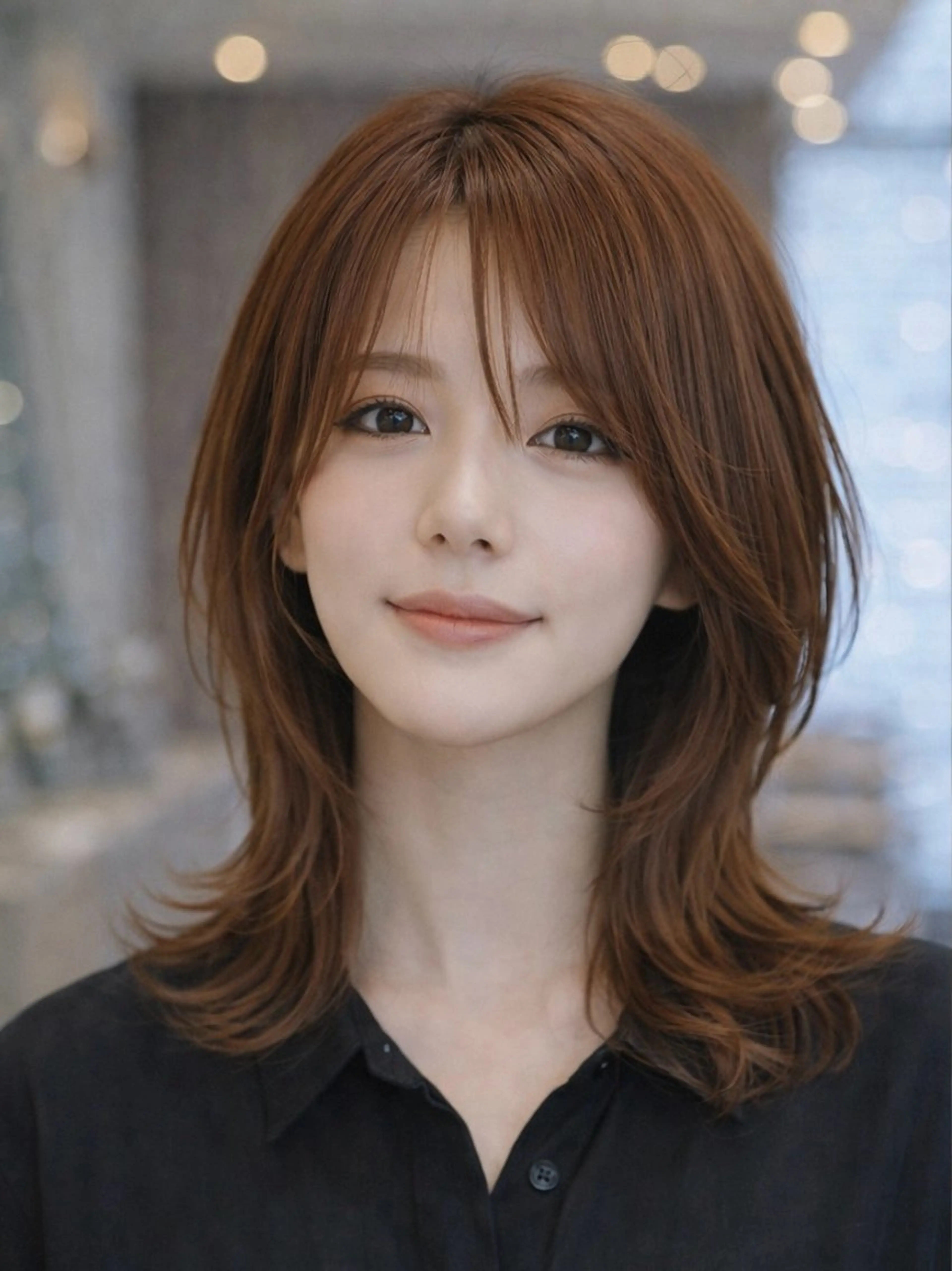 セミロング レイヤーカット 外ハネヘア カット ヘアカラー トリートメント 齋藤 智佳のヘアスタイル
