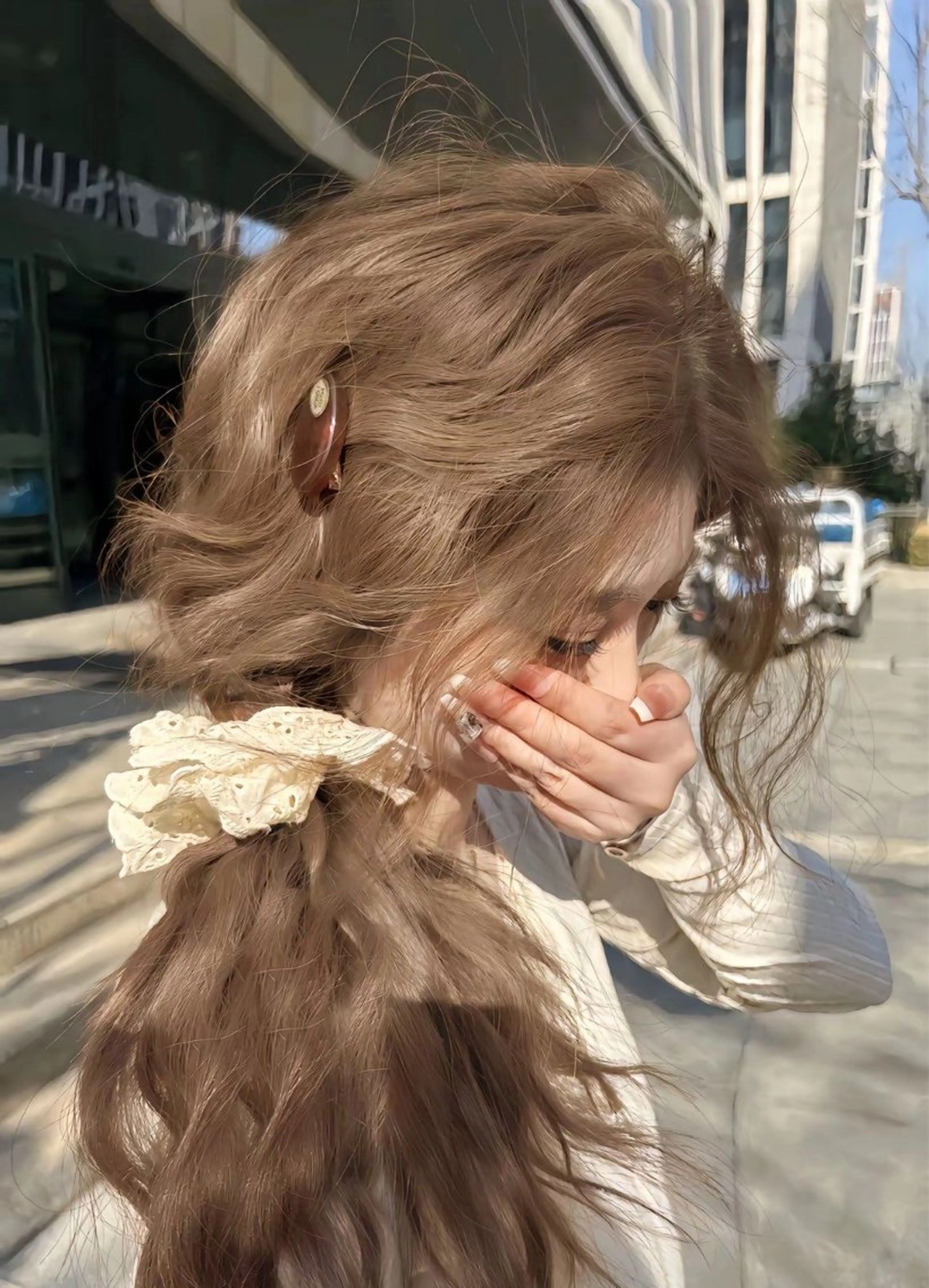 ロング カラー ヘアアレンジ ブリーチ ケアブリーチ ダブルカラー カット ヘアカラー トリートメント ヘアセット 💎韓国/ レイヤー カット/ 暖色🫧のヘアスタイル