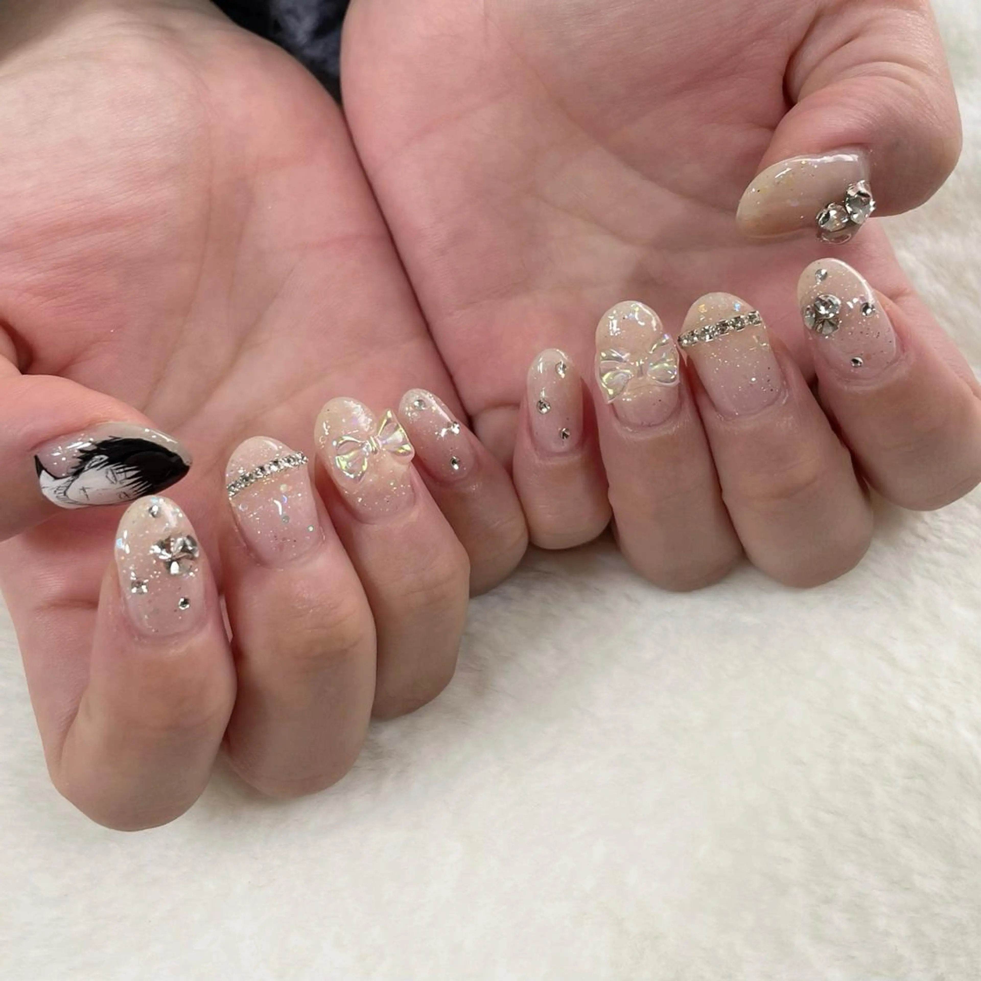 ネイル ジェルネイル リボン 東 千夏のネイルデザイン