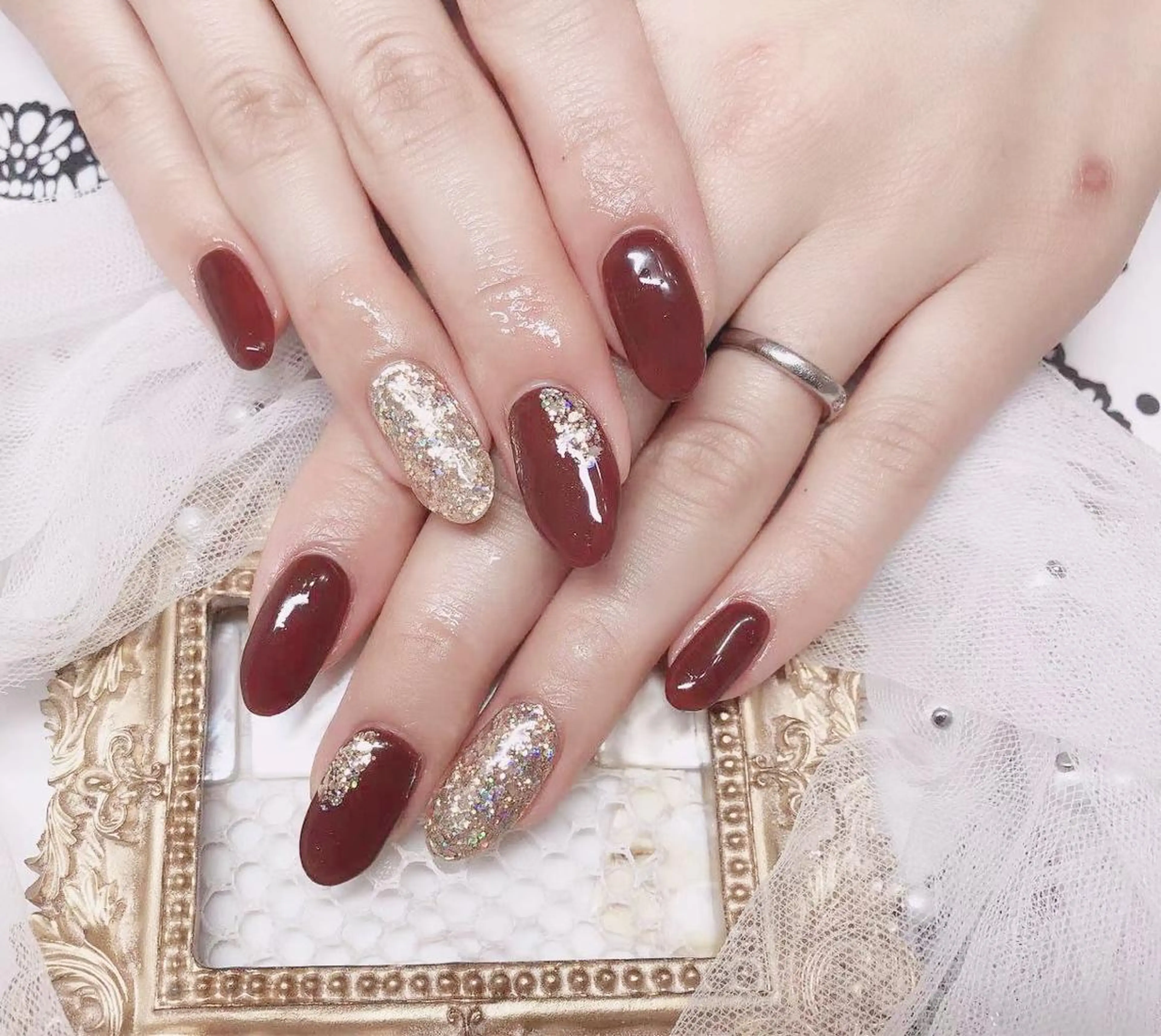 ネイル ハンドネイル マジック ミラーのネイルデザイン