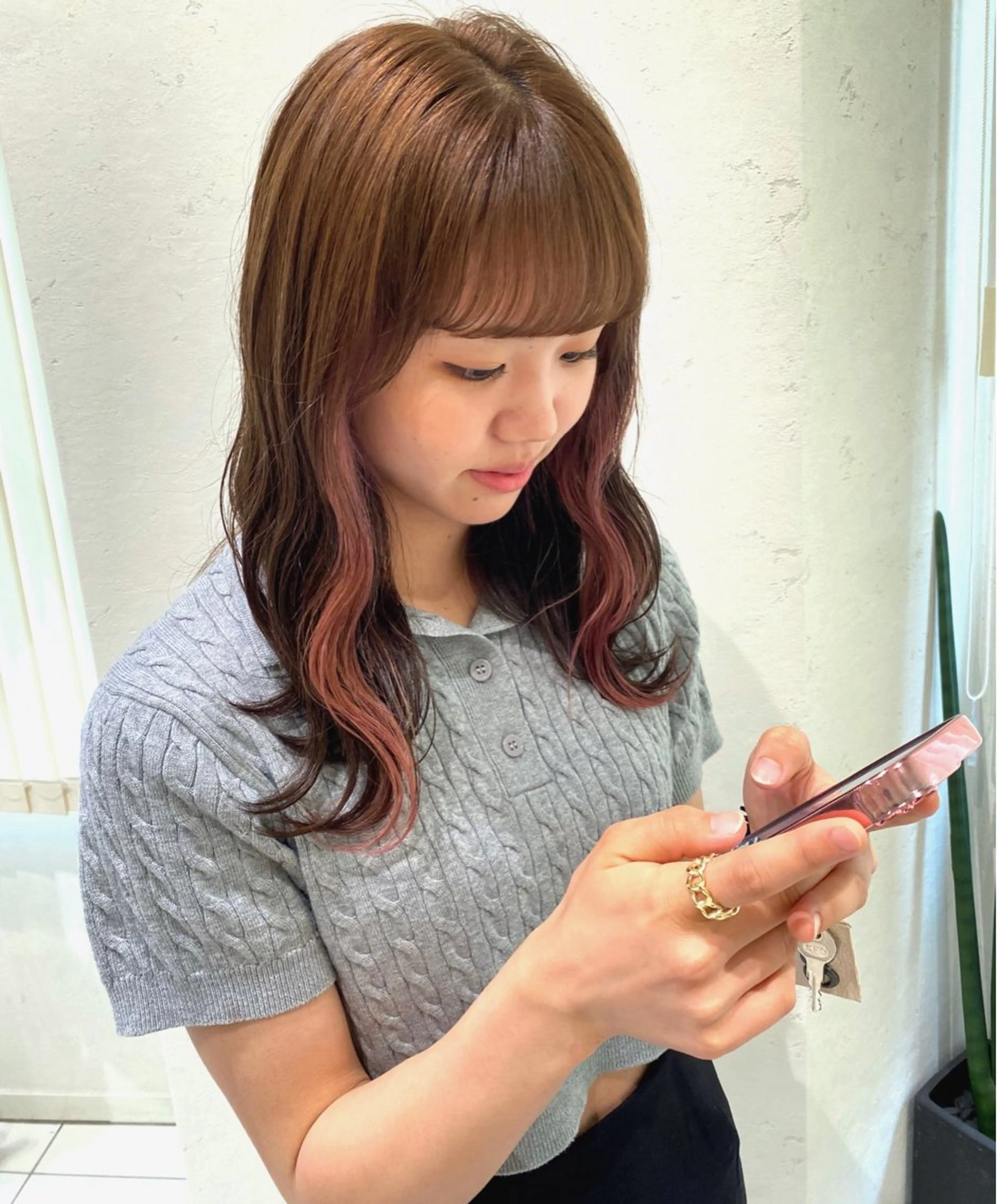 ロング カラー イヤリングカラー ピンクカラー ヘアカラー ブリーチ/髪質改善 🍊MASAKiのヘアスタイル