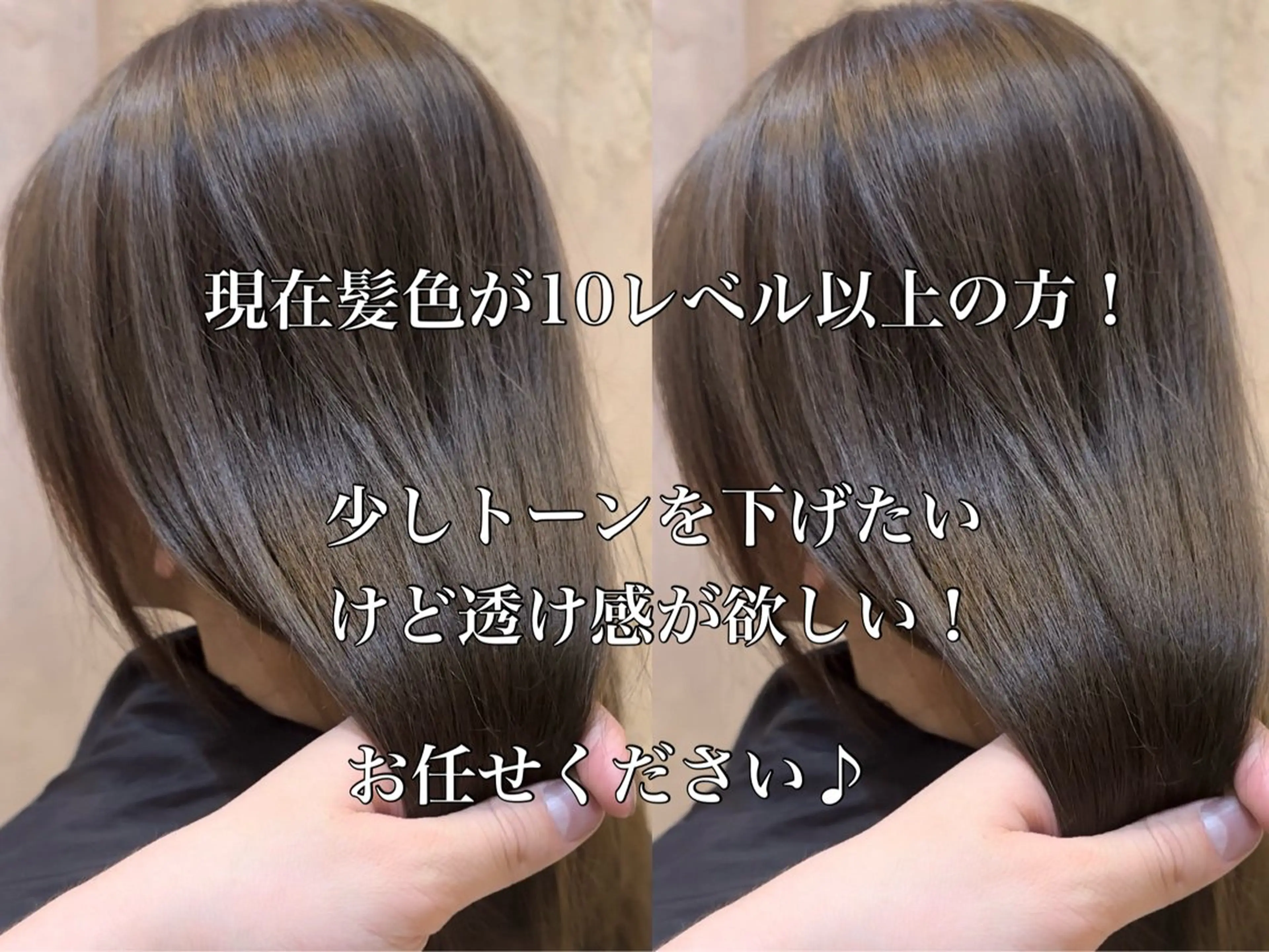 ミディアム カラー グレージュ カット ヘアカラー トリートメント ブリーチなしダブル カラー縮毛矯正　下野のヘアスタイル