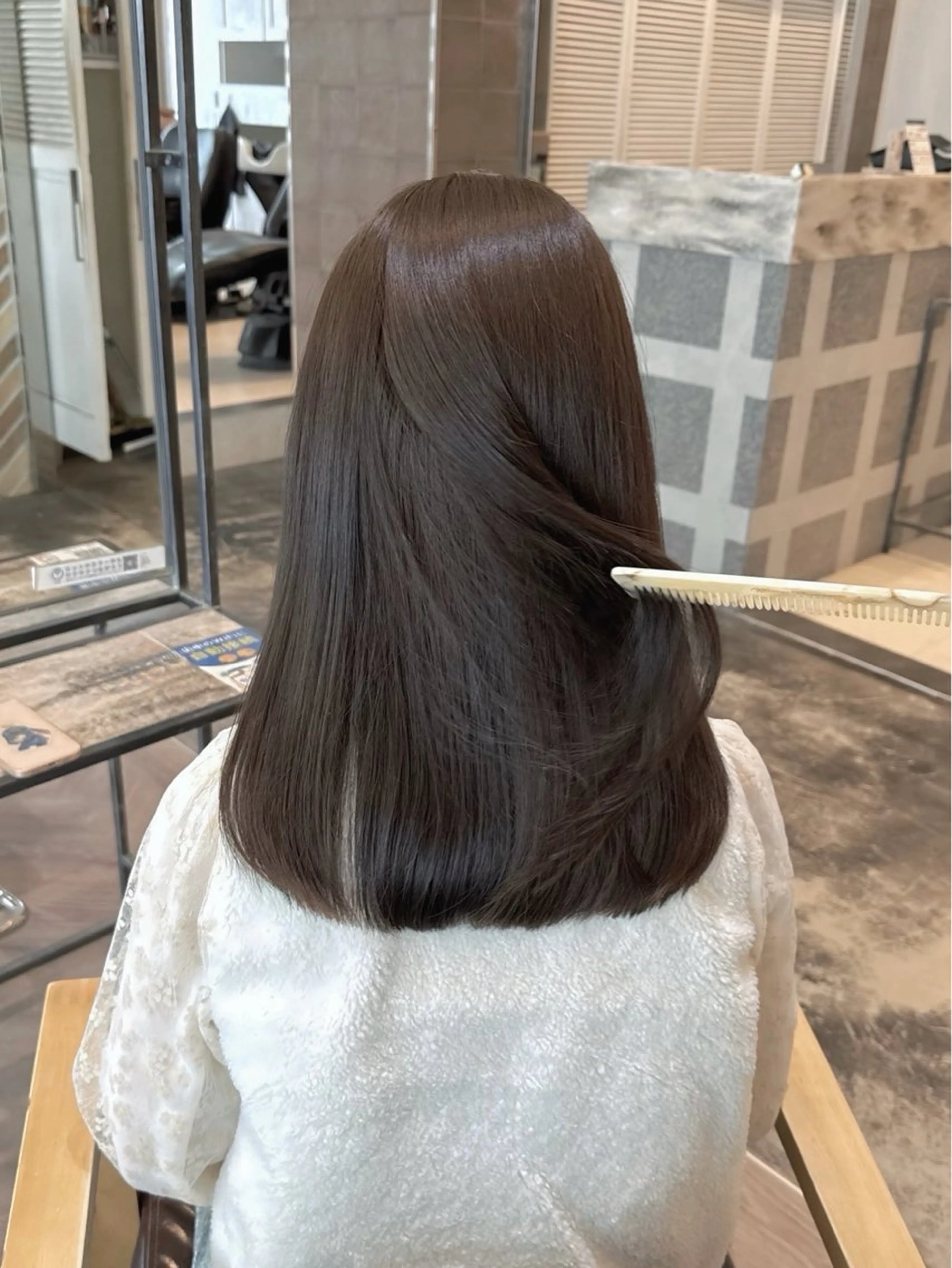 セミロング 髪質改善 カット ヘアカラー レイヤーカット× 髪質改善カラー　片山のヘアスタイル
