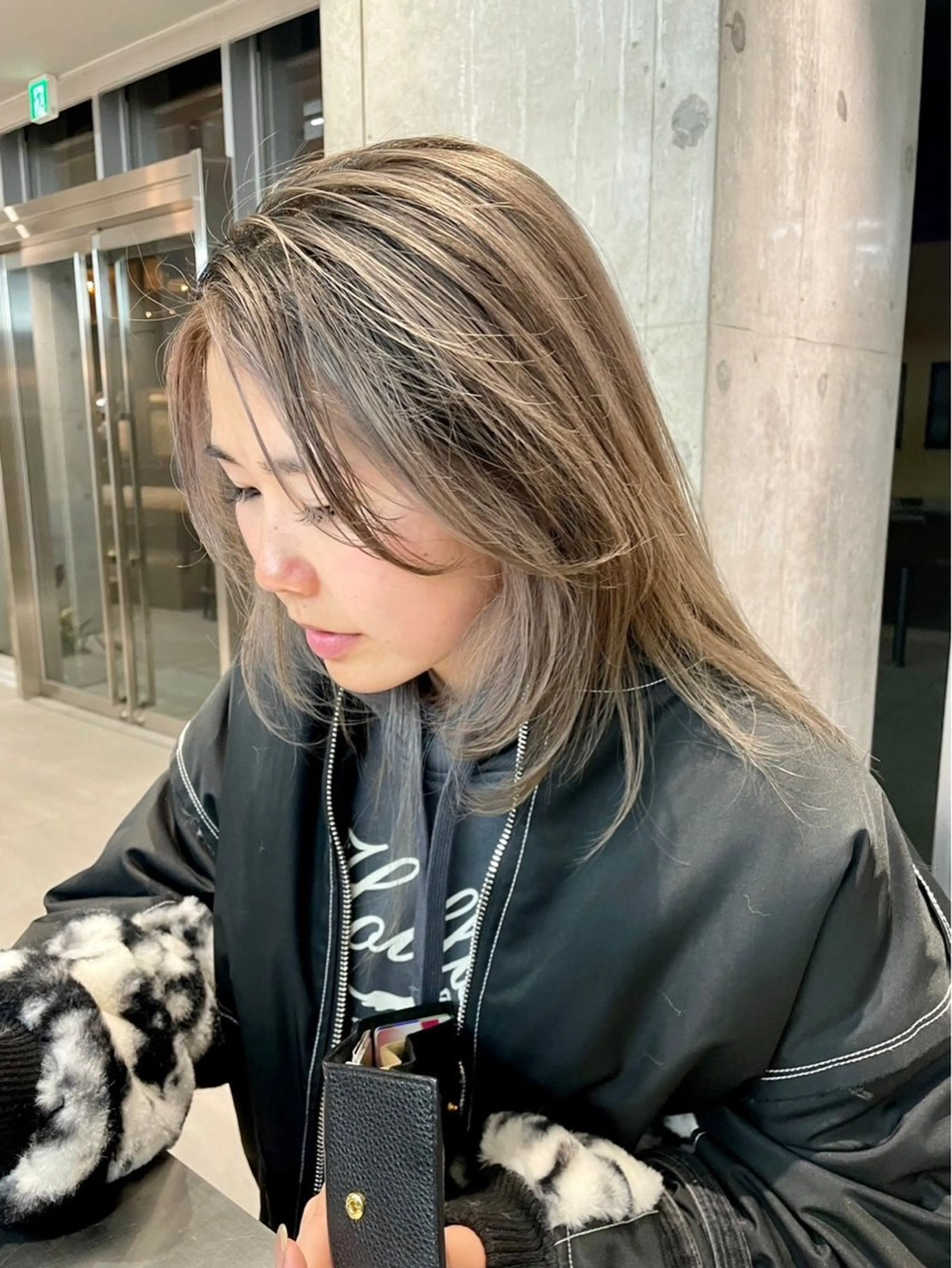 ミディアム カラー ブロンド レイヤーカット カット ヘアカラー トリートメント 吉沢遣人/レイヤー 艶カラー/抜け感のヘアスタイル