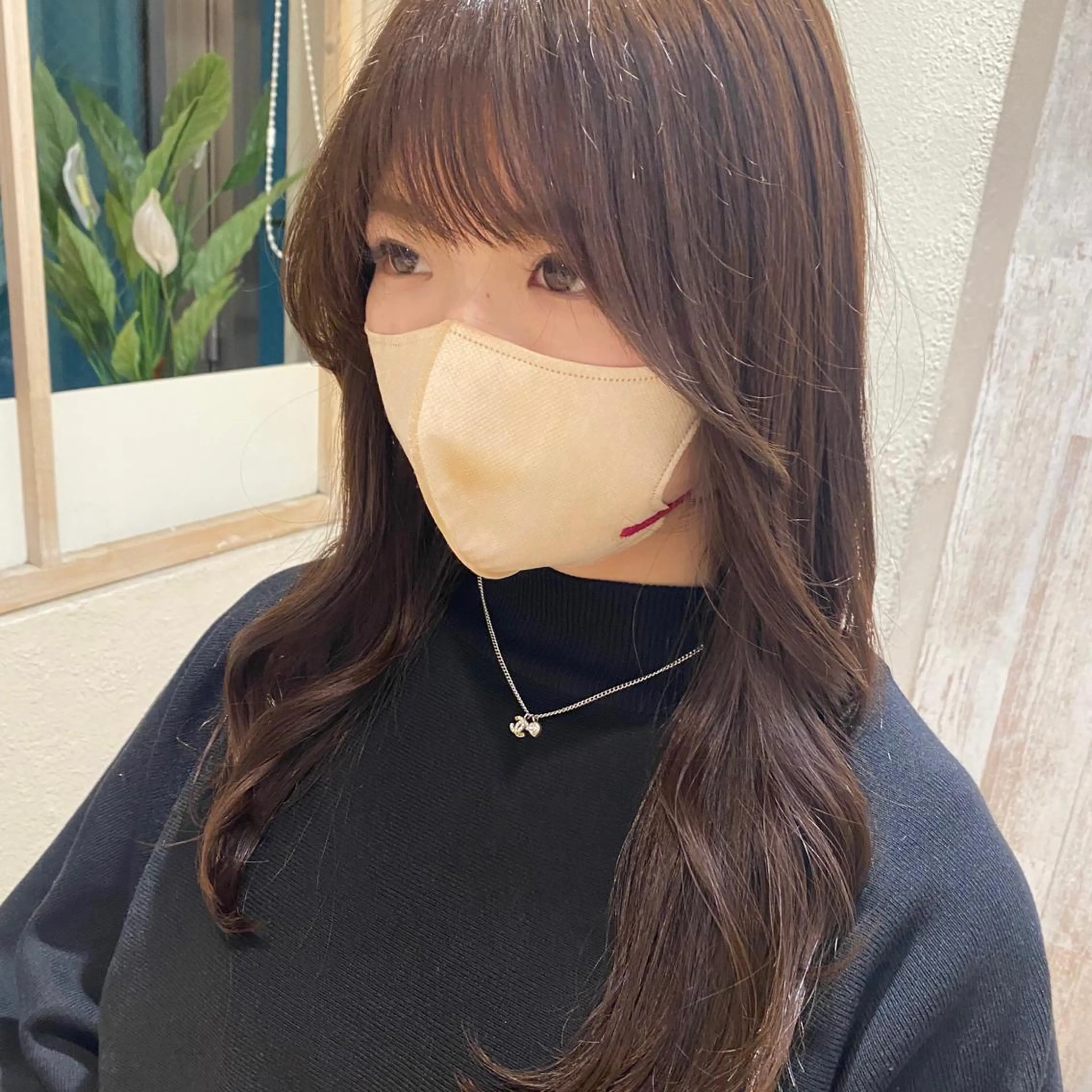 ロング カラー ロングレイヤー ベージュカラー ショコラベージュ 顔周りカット レイヤーカット 顔周り/くびれヘア 韓国ヘア💕風間るなのヘアスタイル