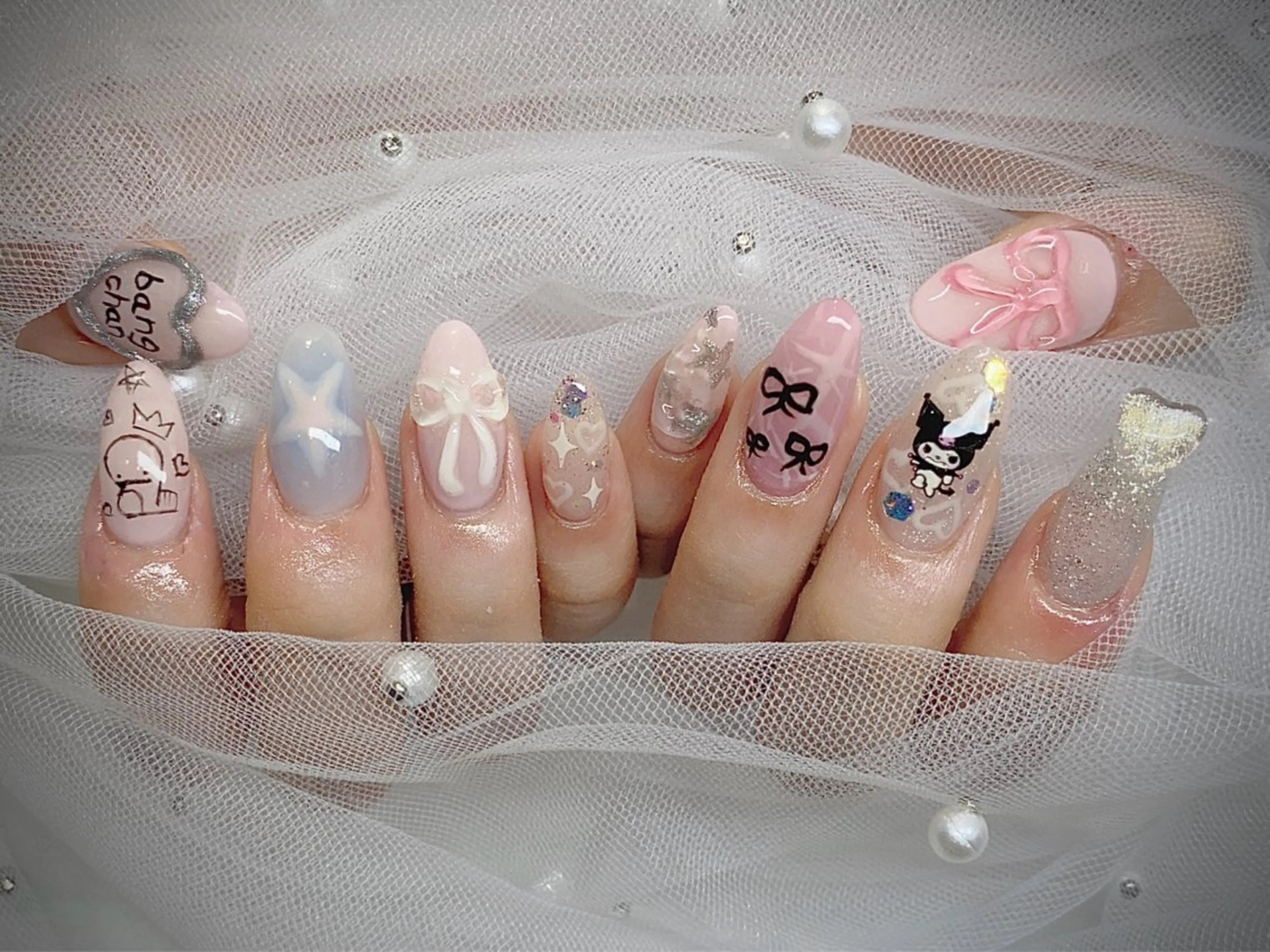 ネイル I-nailロング /ワンホン/キラキラのネイルデザイン