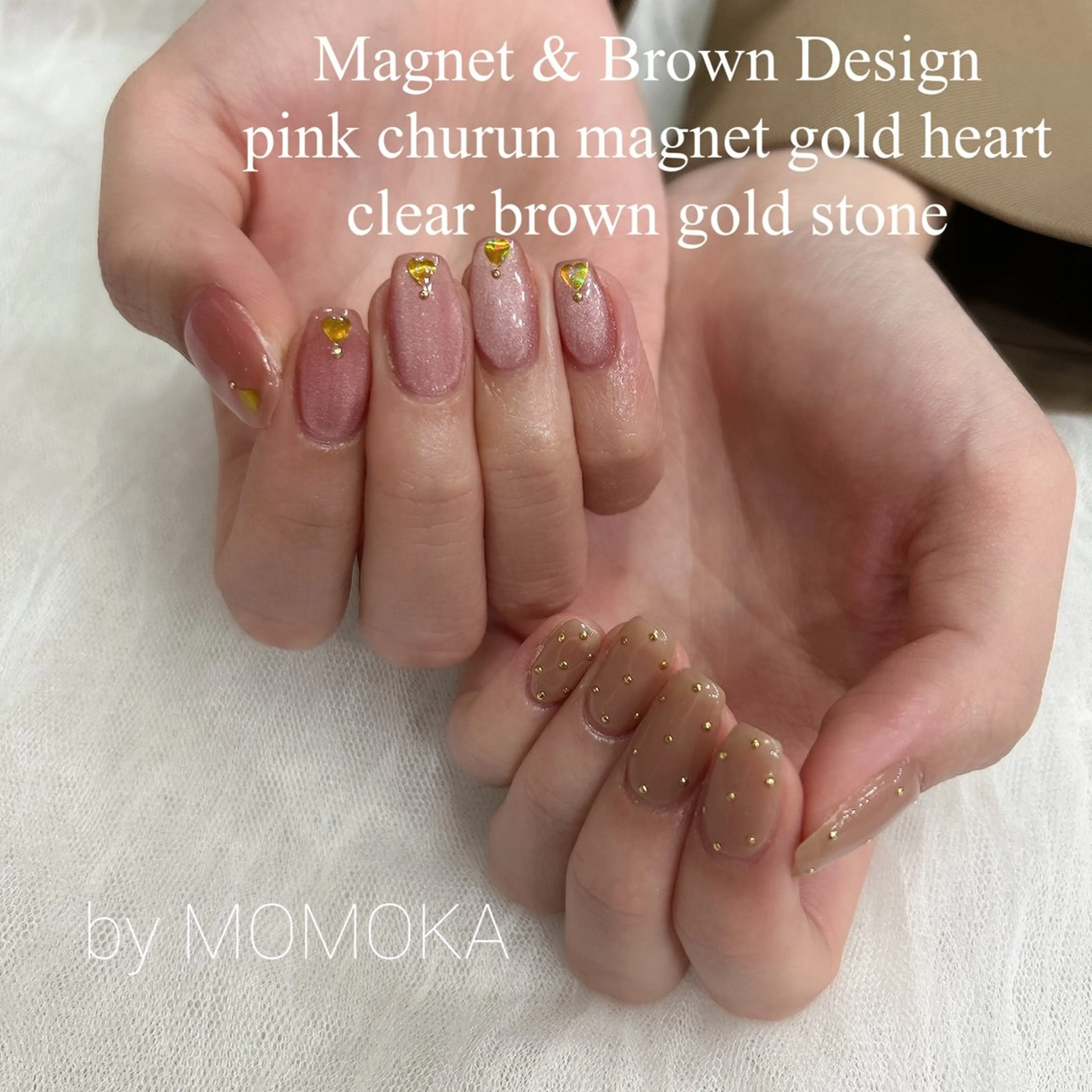 ネイル マグネットネイル ピンク ハンドネイル Momo nailsalonのネイルデザイン