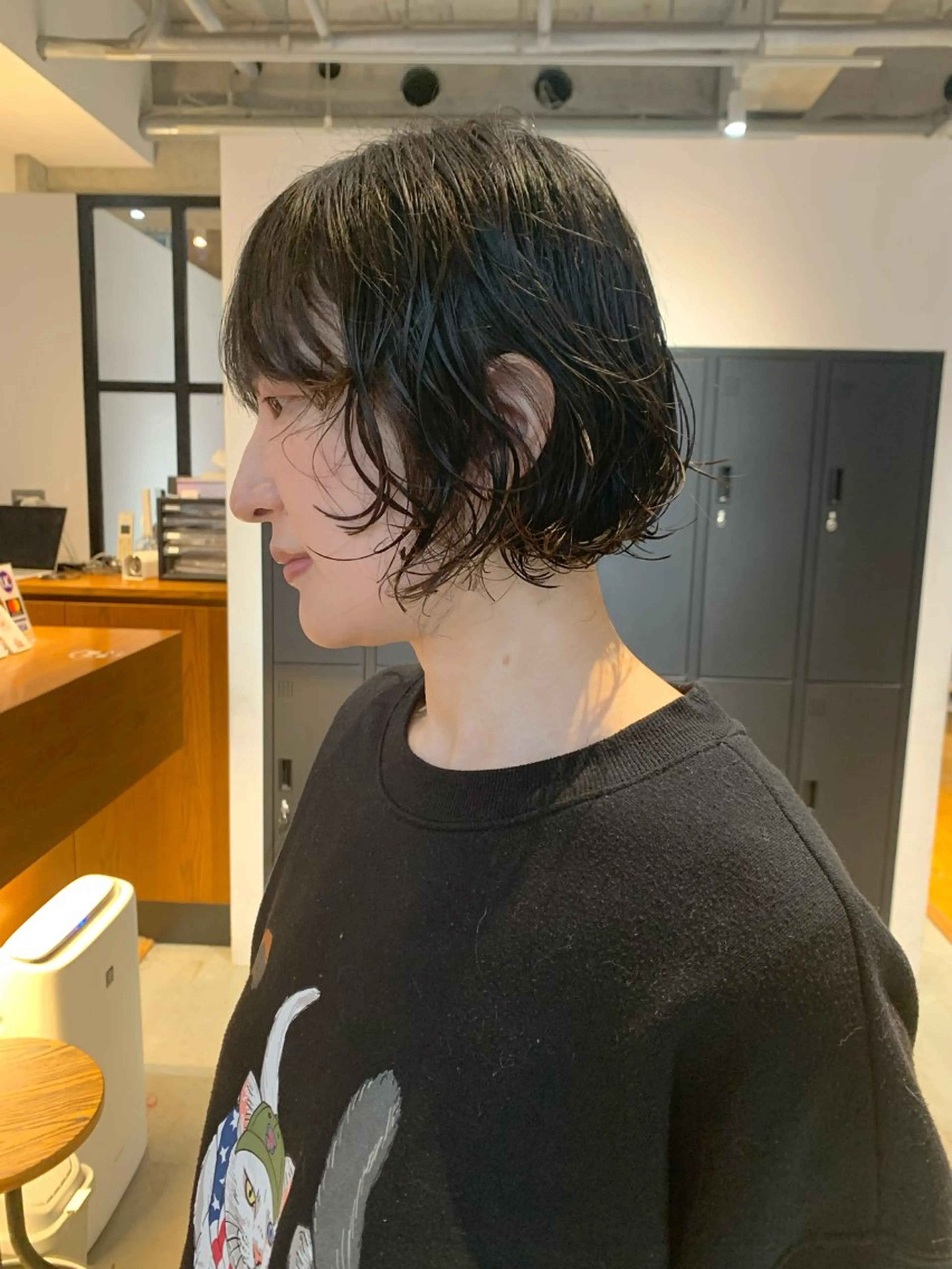 ミディアム カラー パーマ 朝ラクパーマ 透明感カラー横山大樹のヘアスタイル